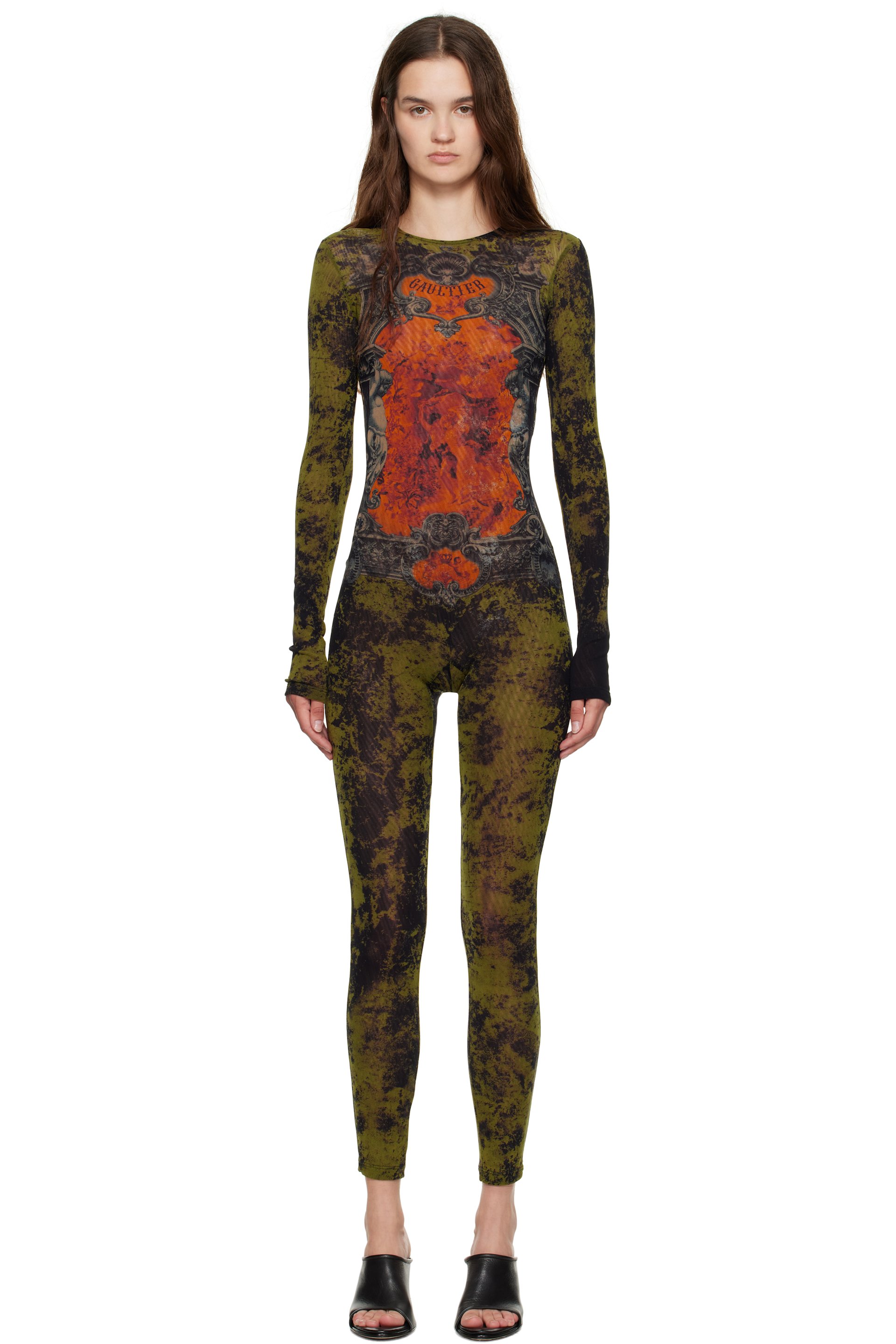 Jean Paul Gaultier - Khaki & Orange 'The Médaillon' Jumpsuit