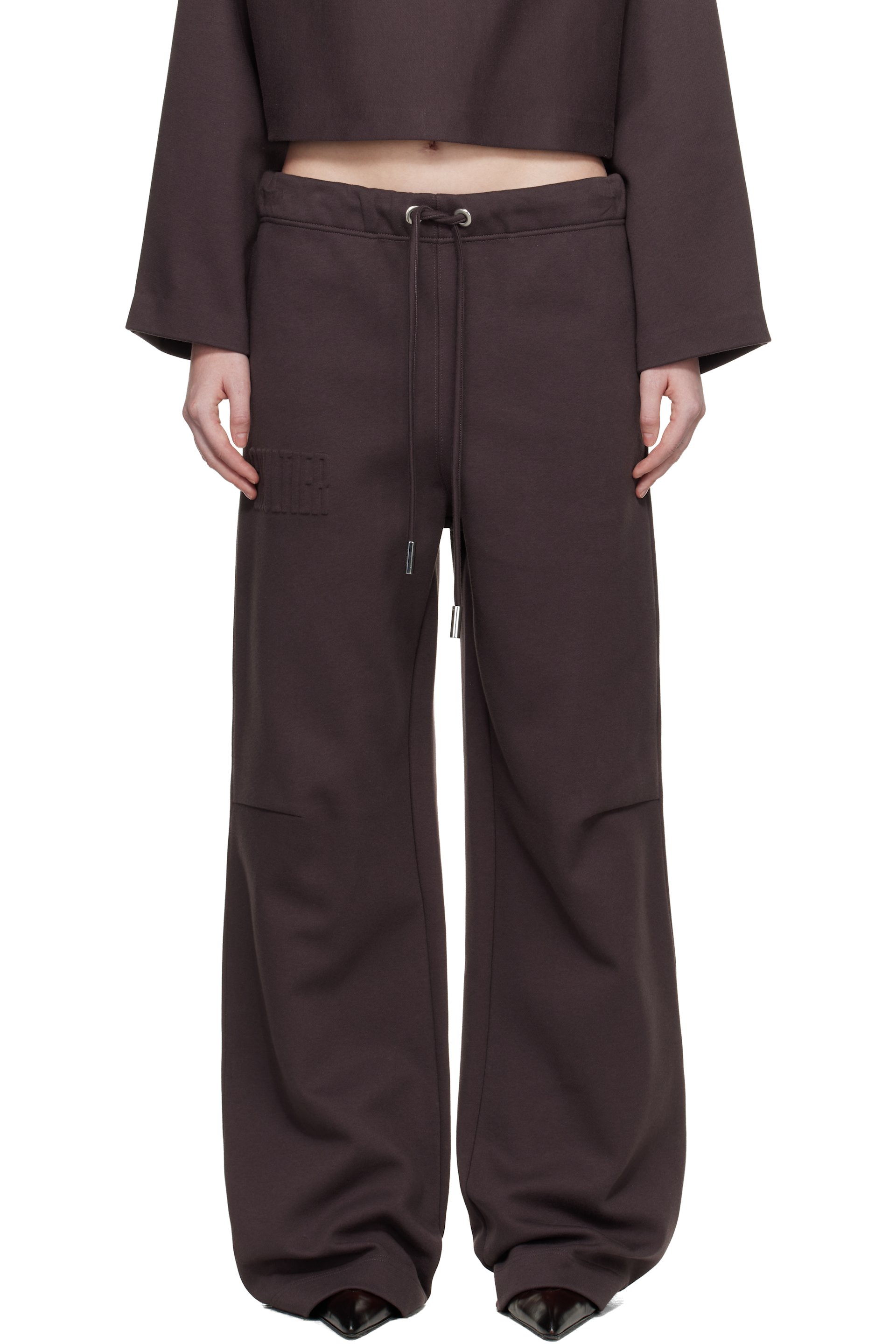 Jean Paul Gaultier - Pantalon de détente brun à logo gaufré