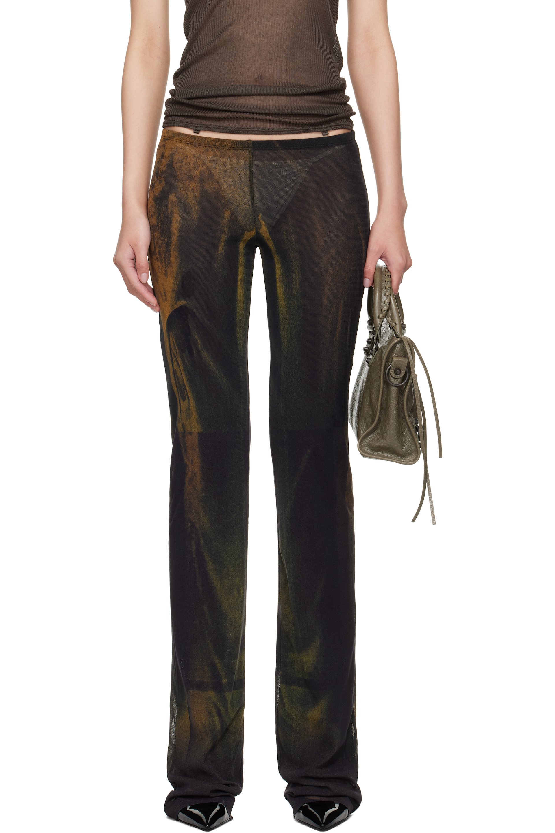 Jean Paul Gaultier - Pantalon de détente vert à imprimé Acid Water exclusif à SSENSE