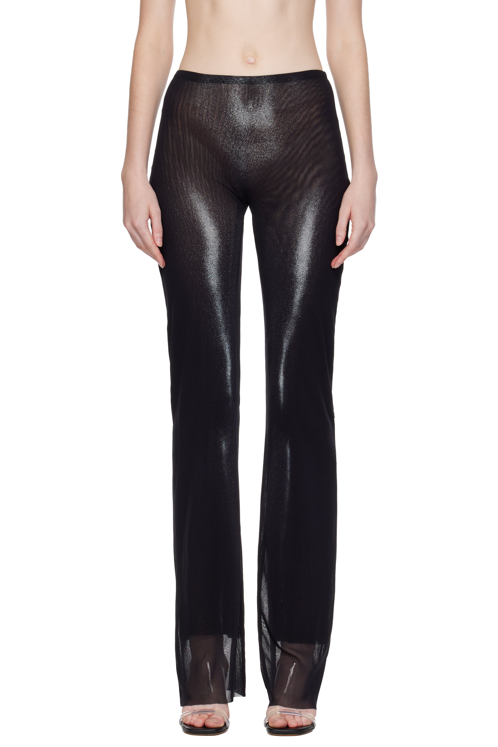 Jean Paul Gaultier - Pantalon de détente noir à imprimé Body Dust argenté
