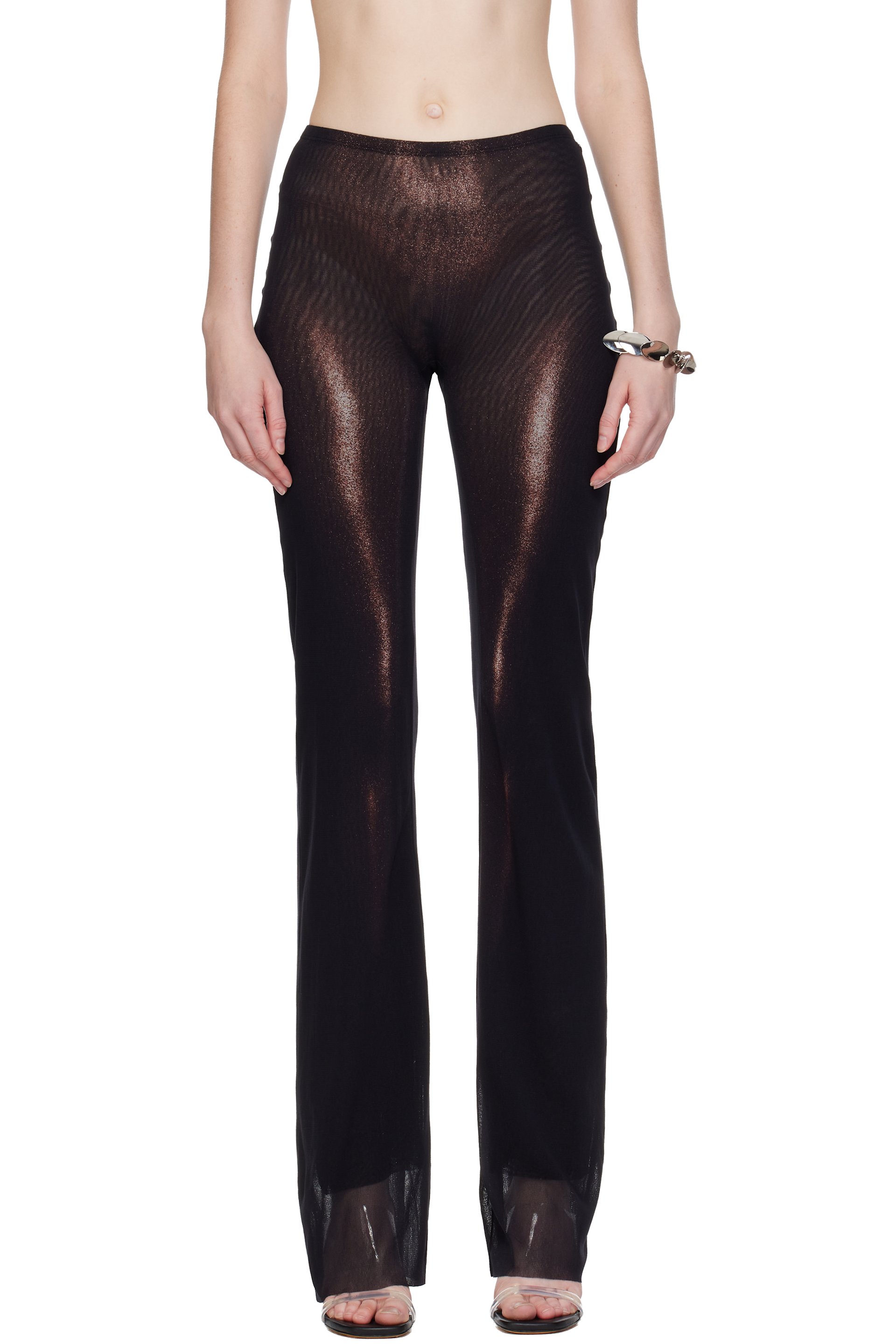 Jean Paul Gaultier - Pantalon de détente noir à imprimé Body Dust bronze