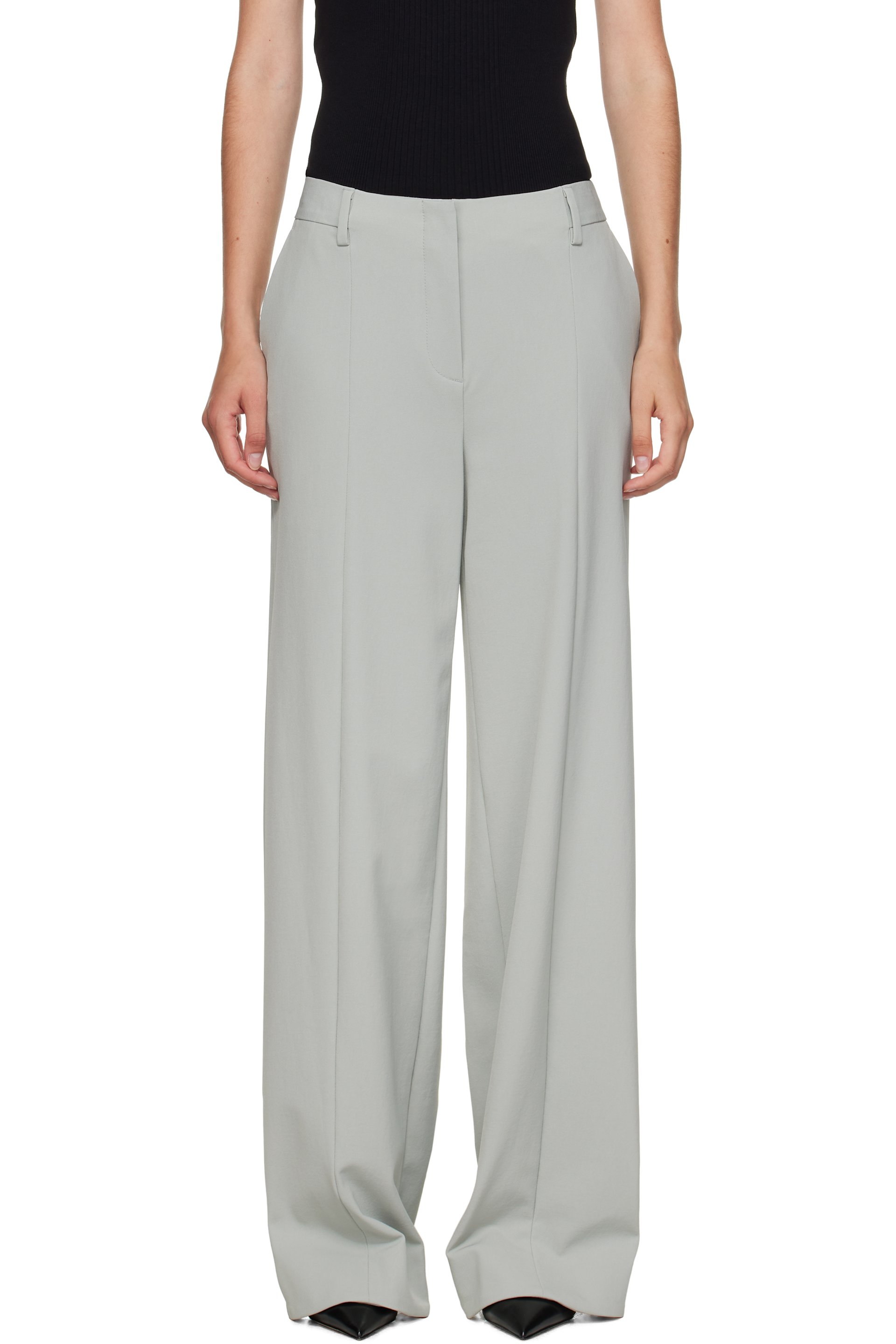 Jean Paul Gaultier - Pantalon façon tailleur gris à sous-pieds