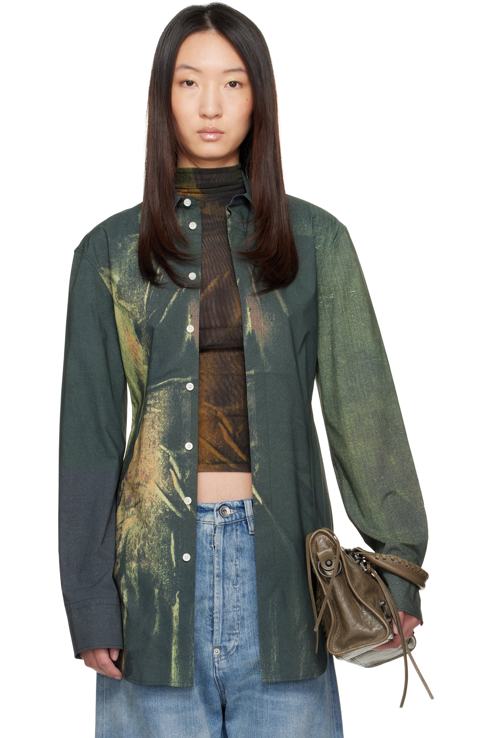 Jean Paul Gaultier - Chemise verte à imprimé Acid Water exclusive à SSENSE