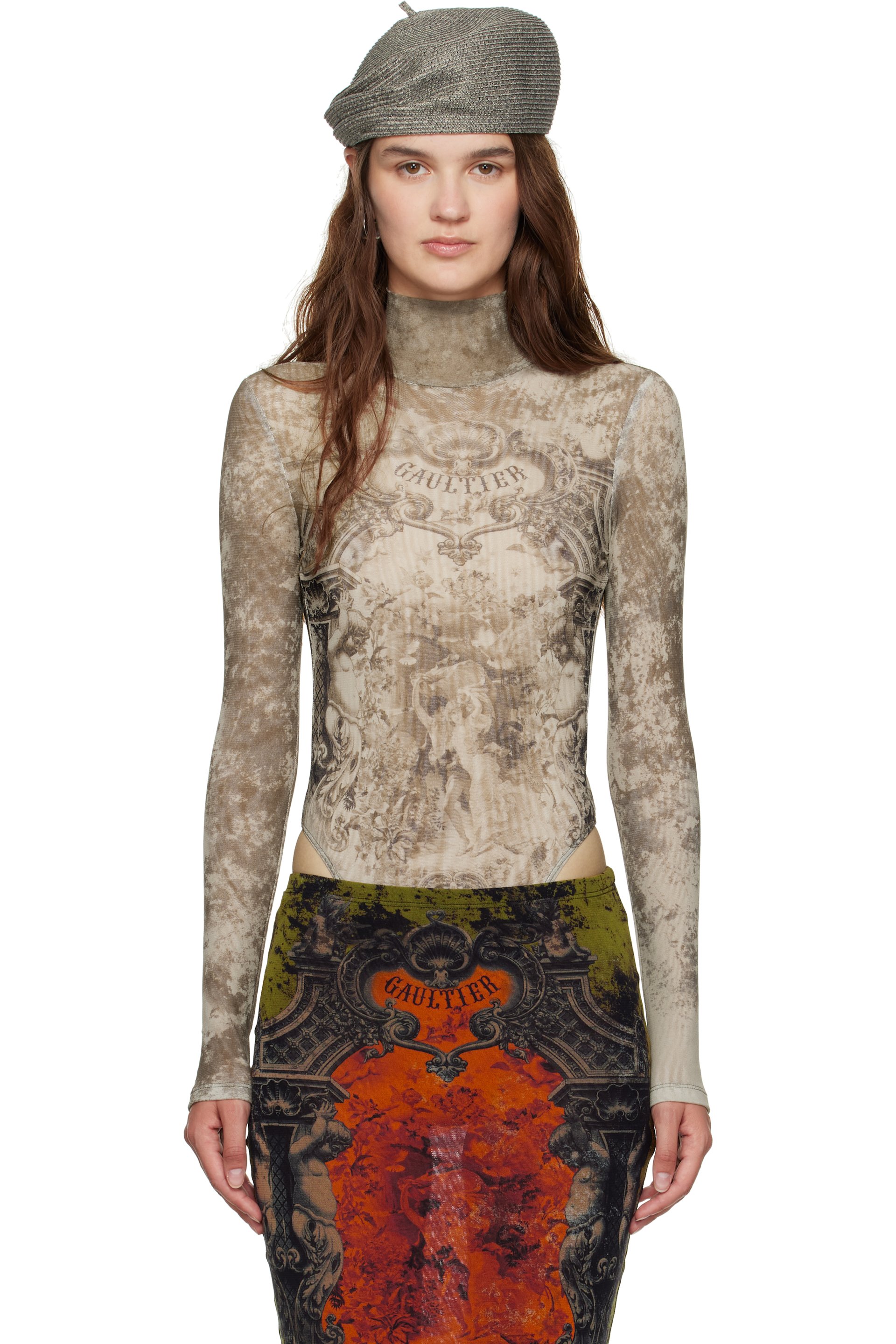 Jean Paul Gaultier - Beige 'The Médaillon' Open Back Bodysuit