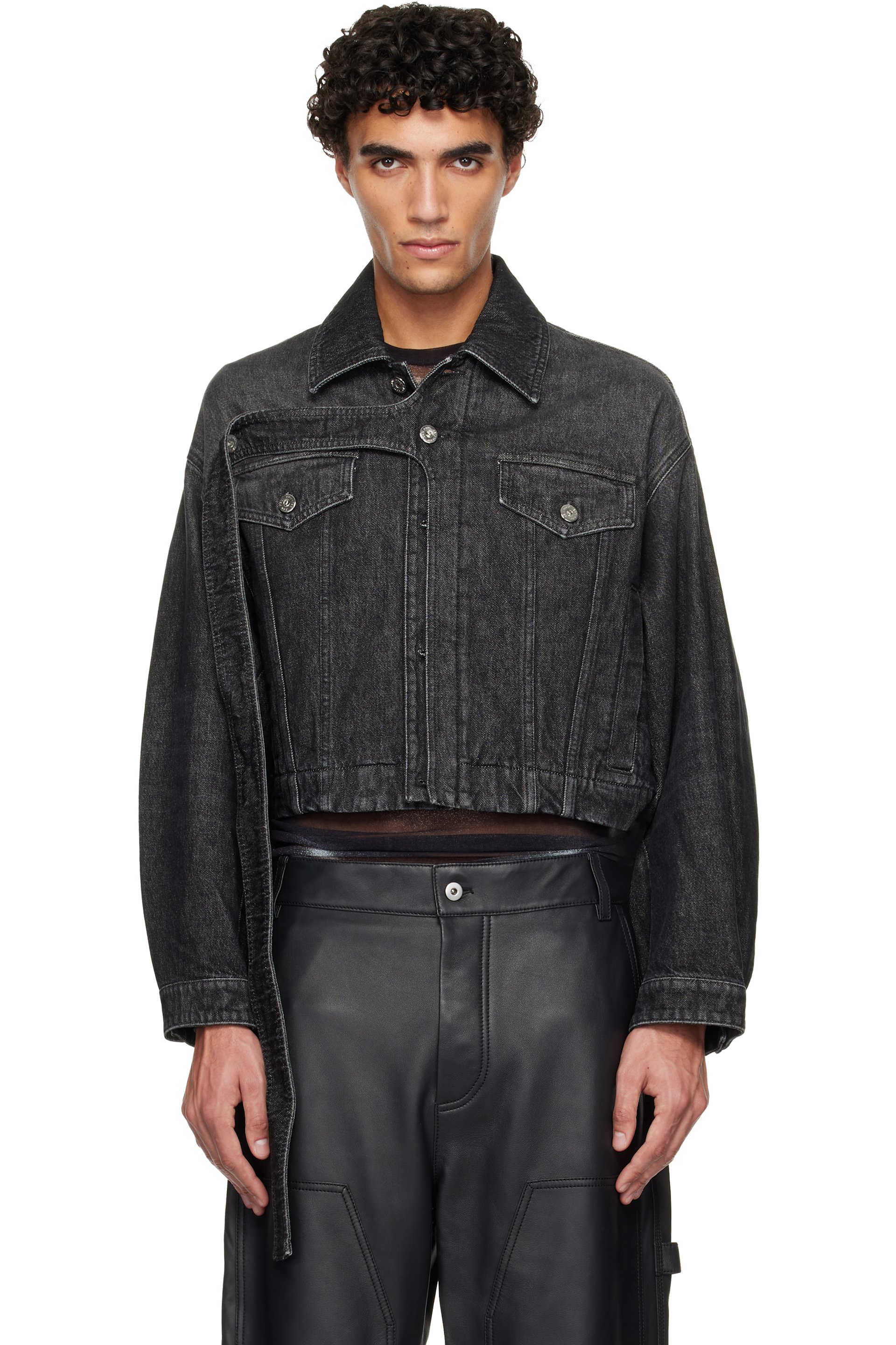 Jean Paul Gaultier: Black Oversized Strap Denim Jacket | SSENSE