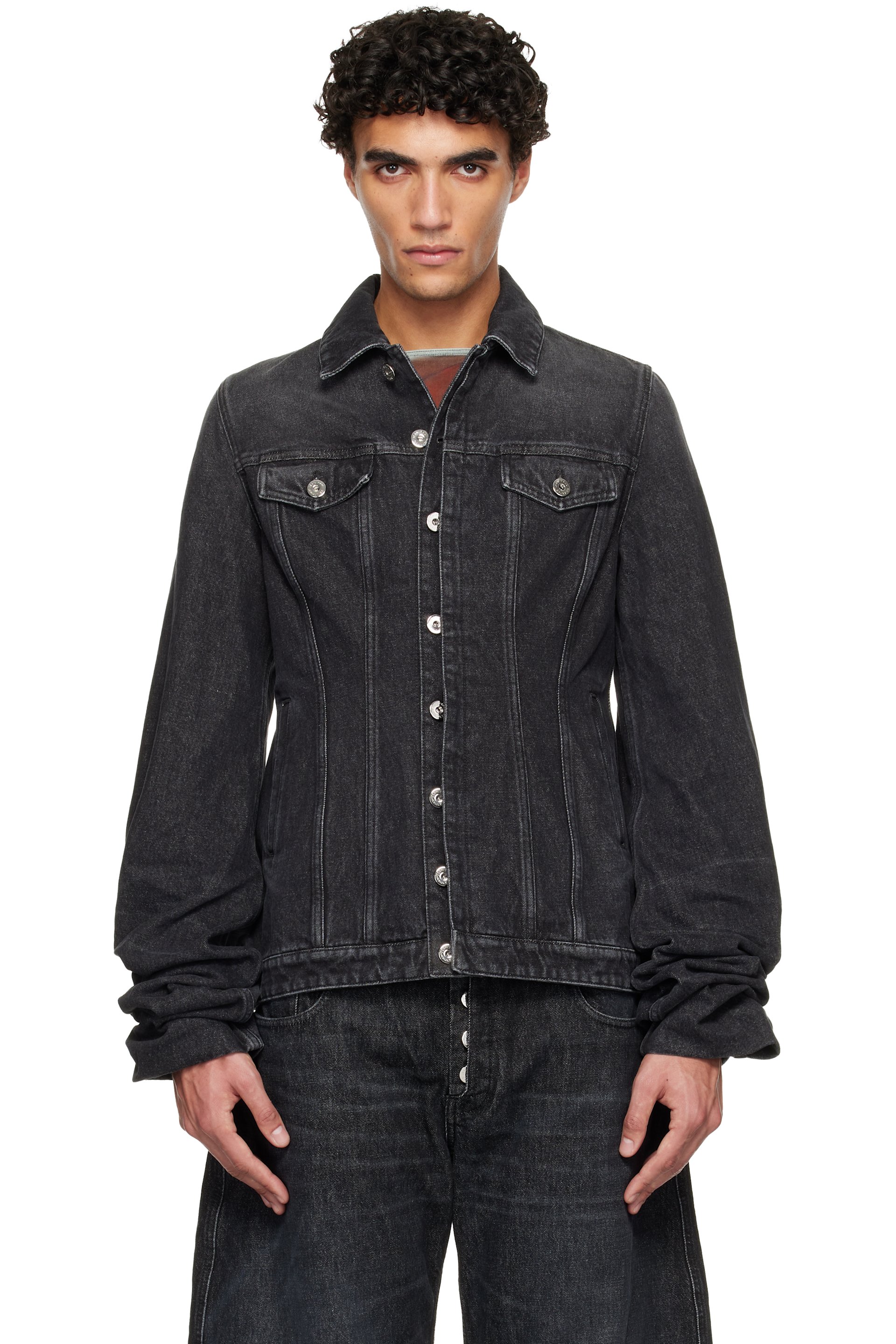 Jean Paul Gaultier: Black Oversized Sleeves Denim Jacket | SSENSE