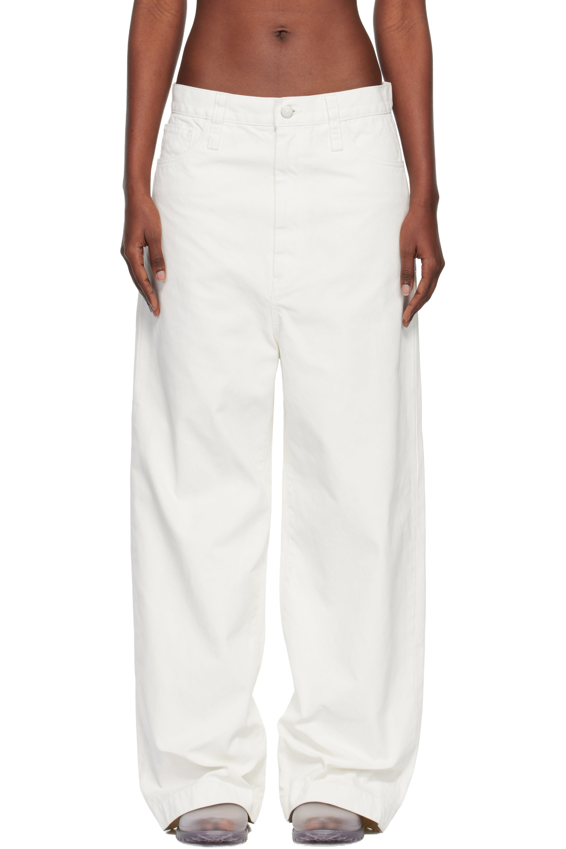 ISSEY MIYAKE - White Sculptural Jeans