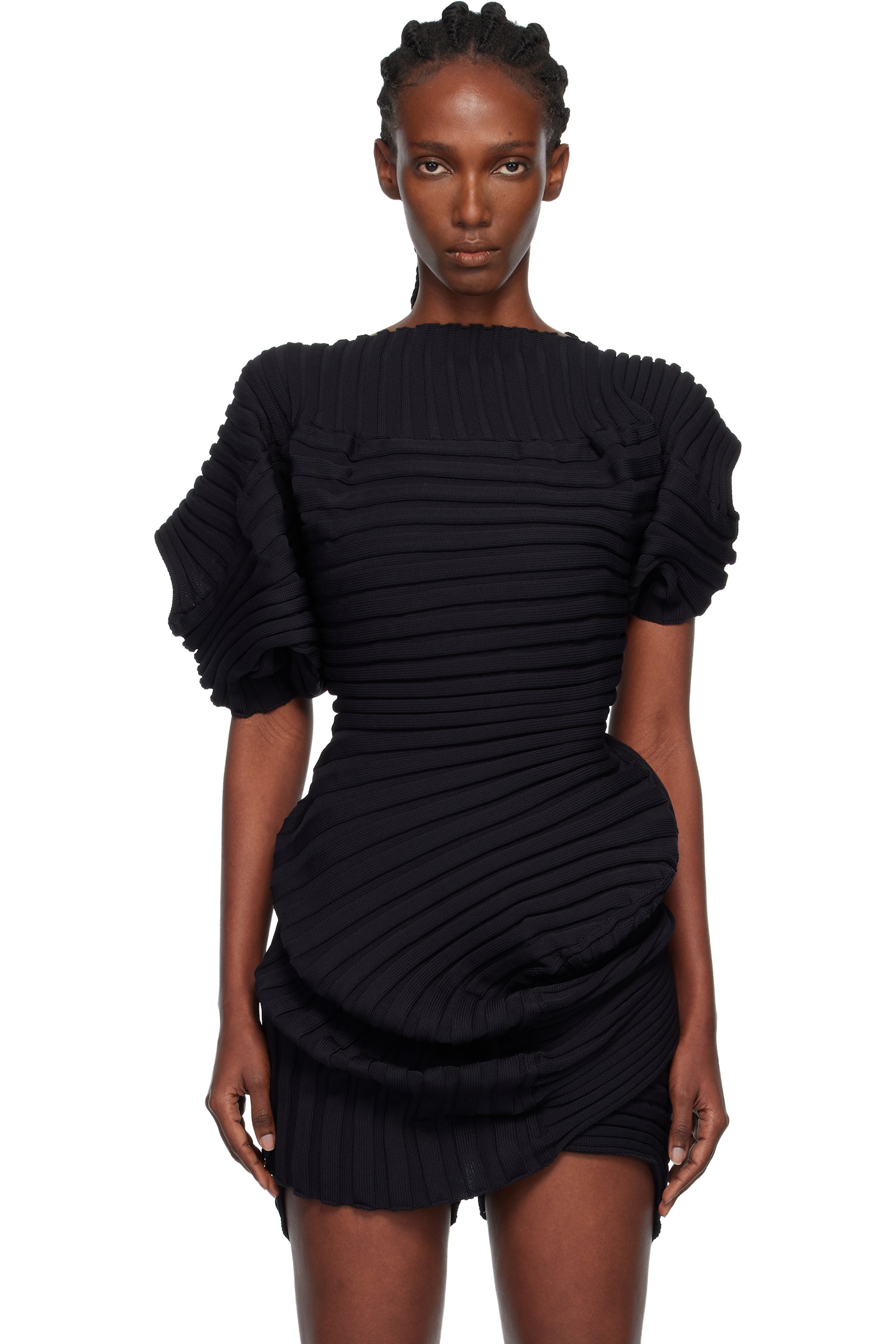 Black Knit 'As It Is' Top by ISSEY MIYAKE on Sale