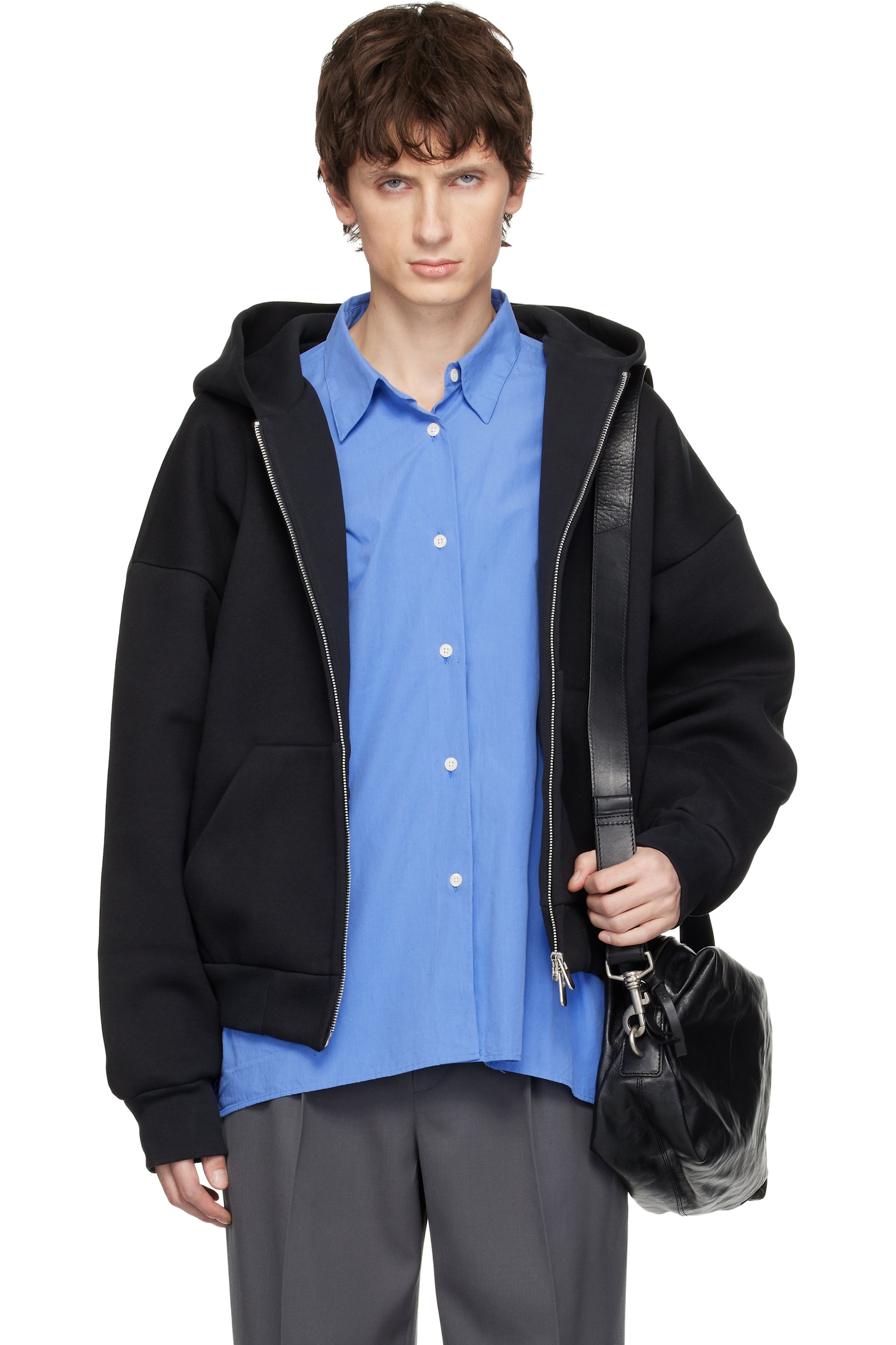Bubu② J726 Black V2 Zipped Hoodie by Seventh on Sale