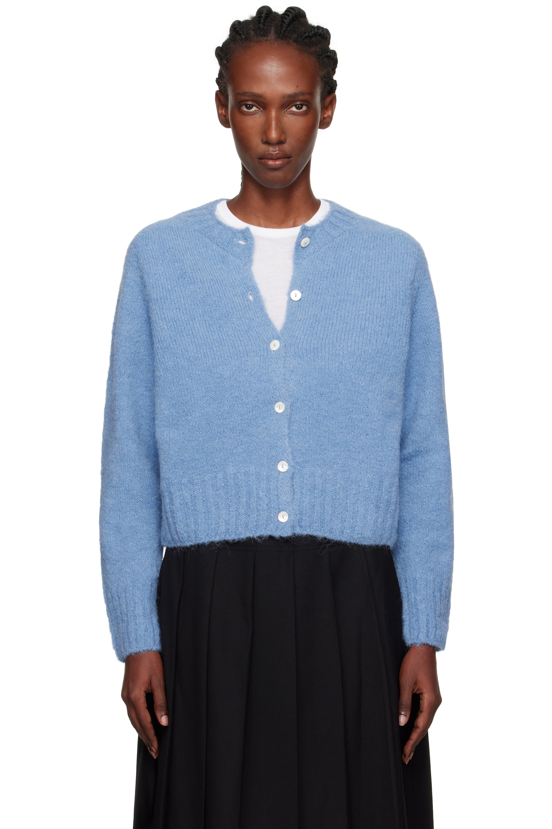 Nothing Written - Cardigan bleu en tricot d'alpaga