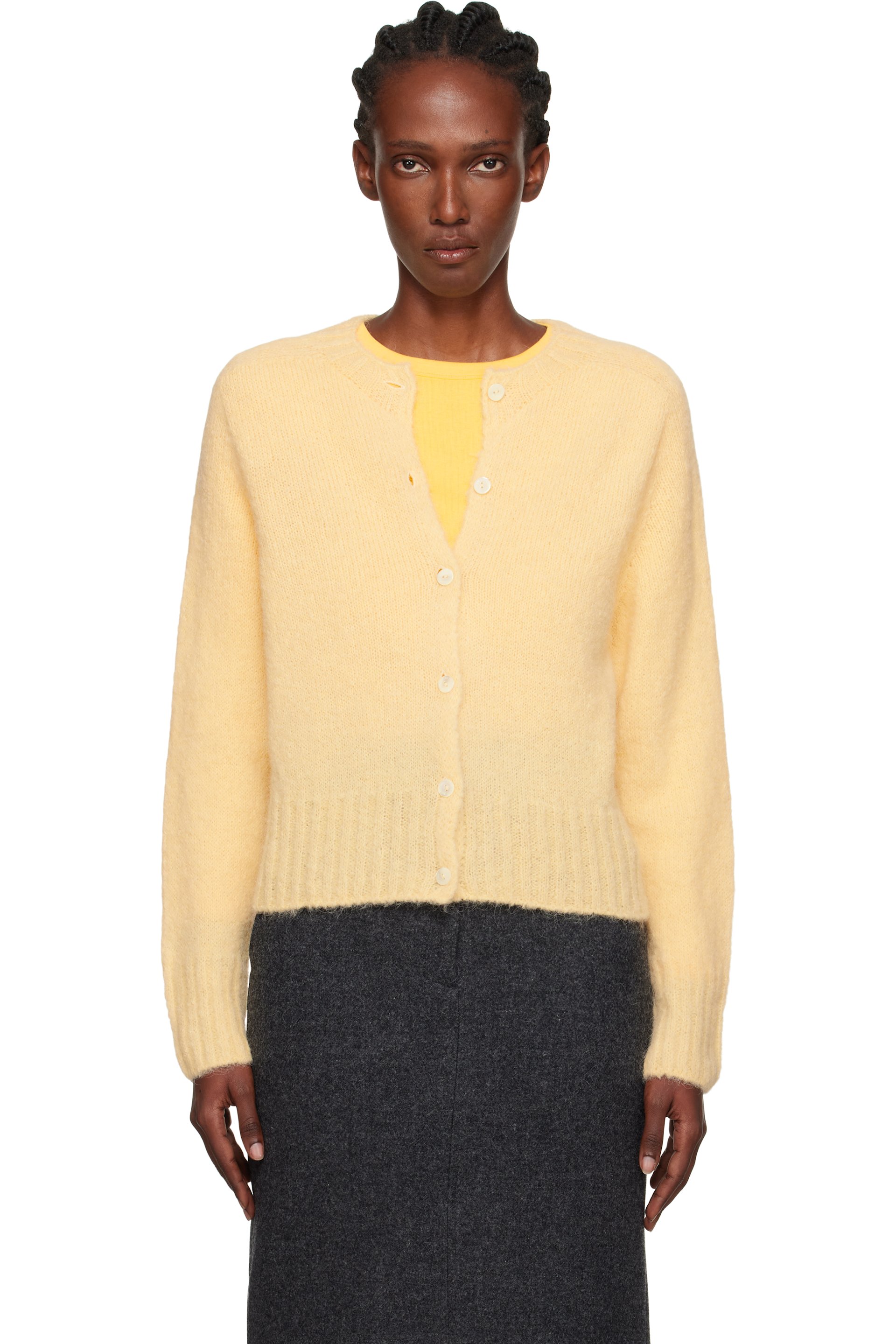 Nothing Written - Cardigan jaune en tricot d'alpaga