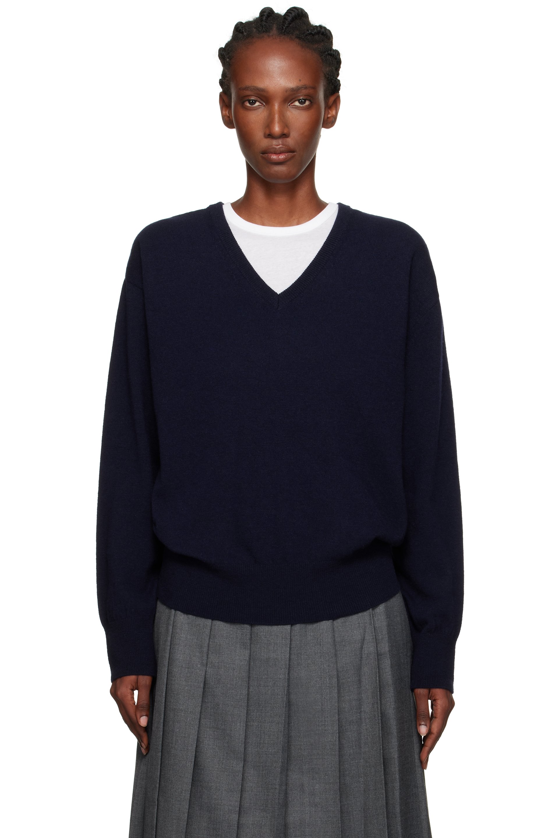 Nothing Written - Pull Puno bleu marine à col en V
