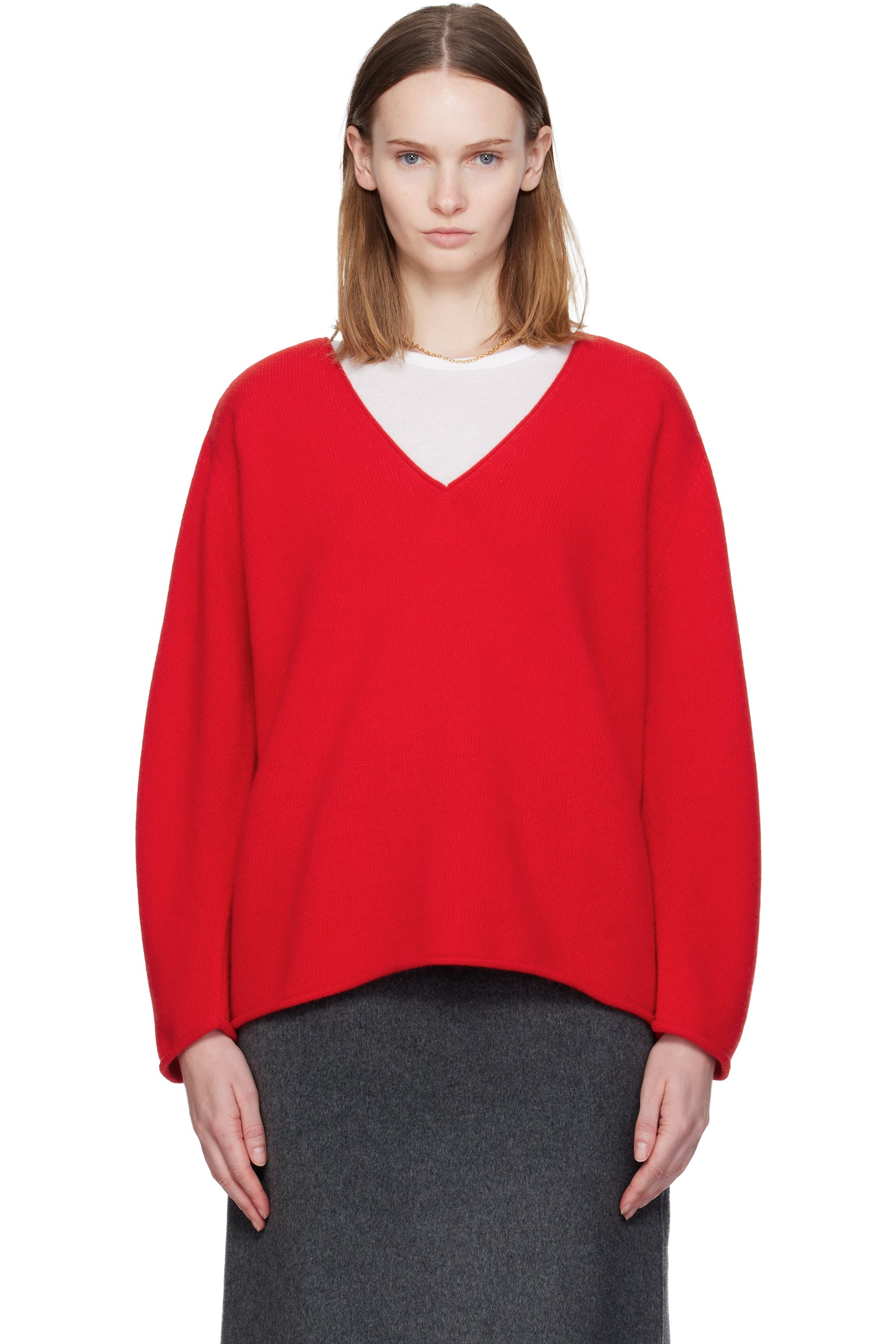 Nothing Written - Pull Cerin rouge à col en V plongeant