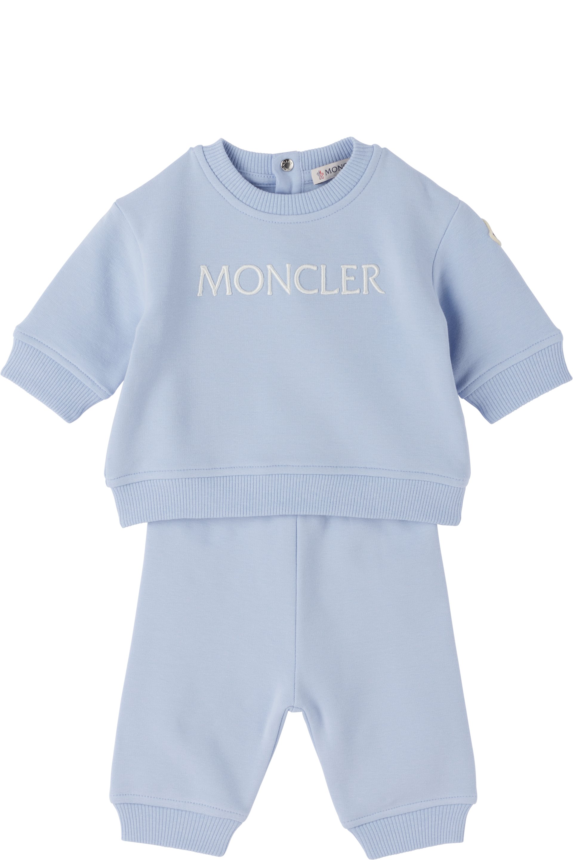 Moncler Enfant - Baby Blue Embroidered Sweatsuit