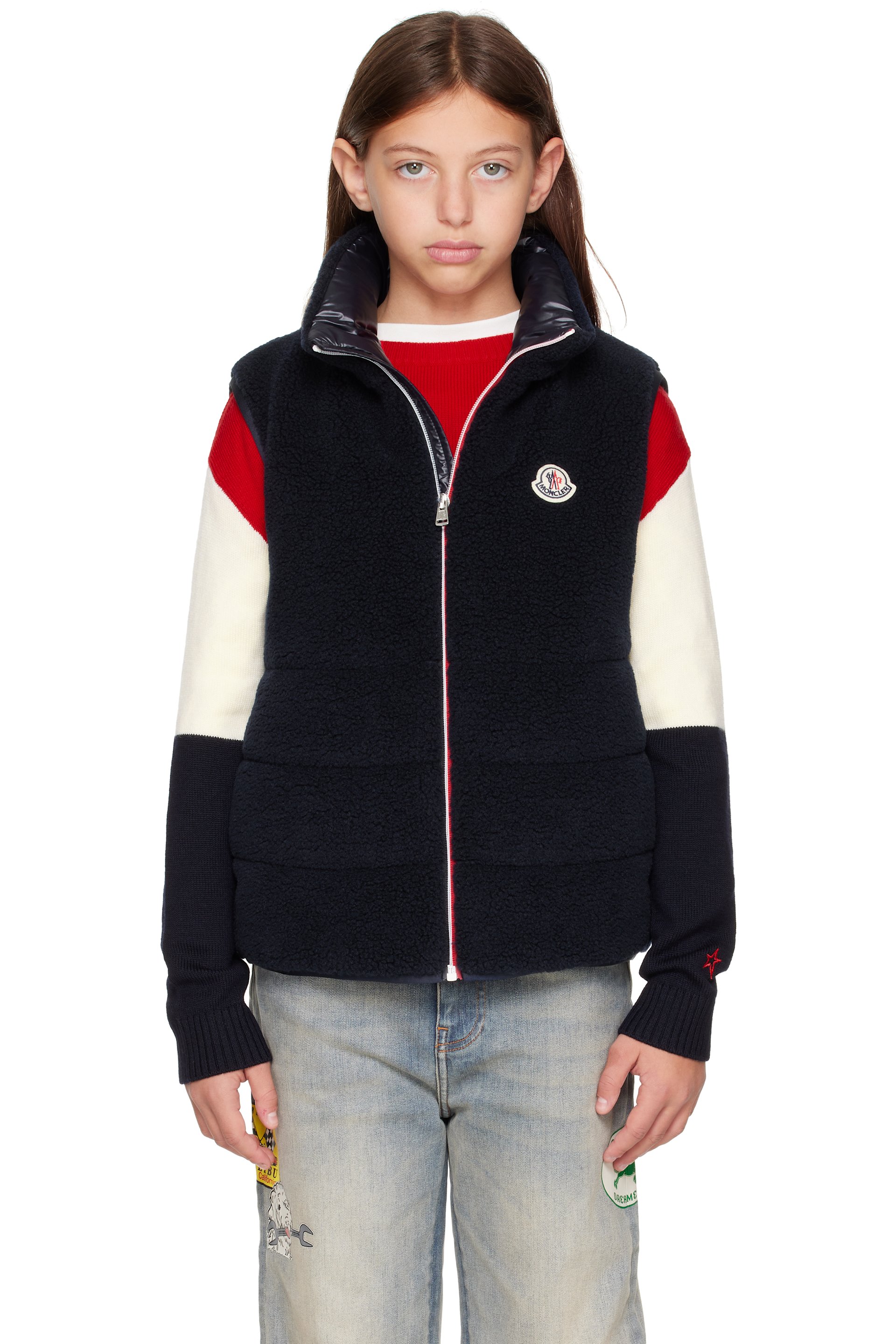 Moncler Enfant - 海军蓝 Orin Teddy Padded 儿童马甲