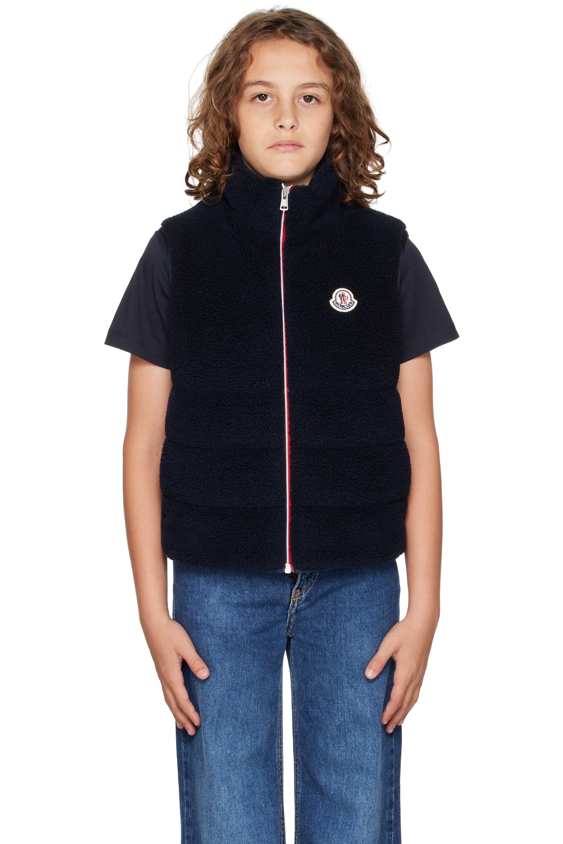 Moncler Enfant - 海军蓝 Tib Teddy Padded 儿童羽绒马甲