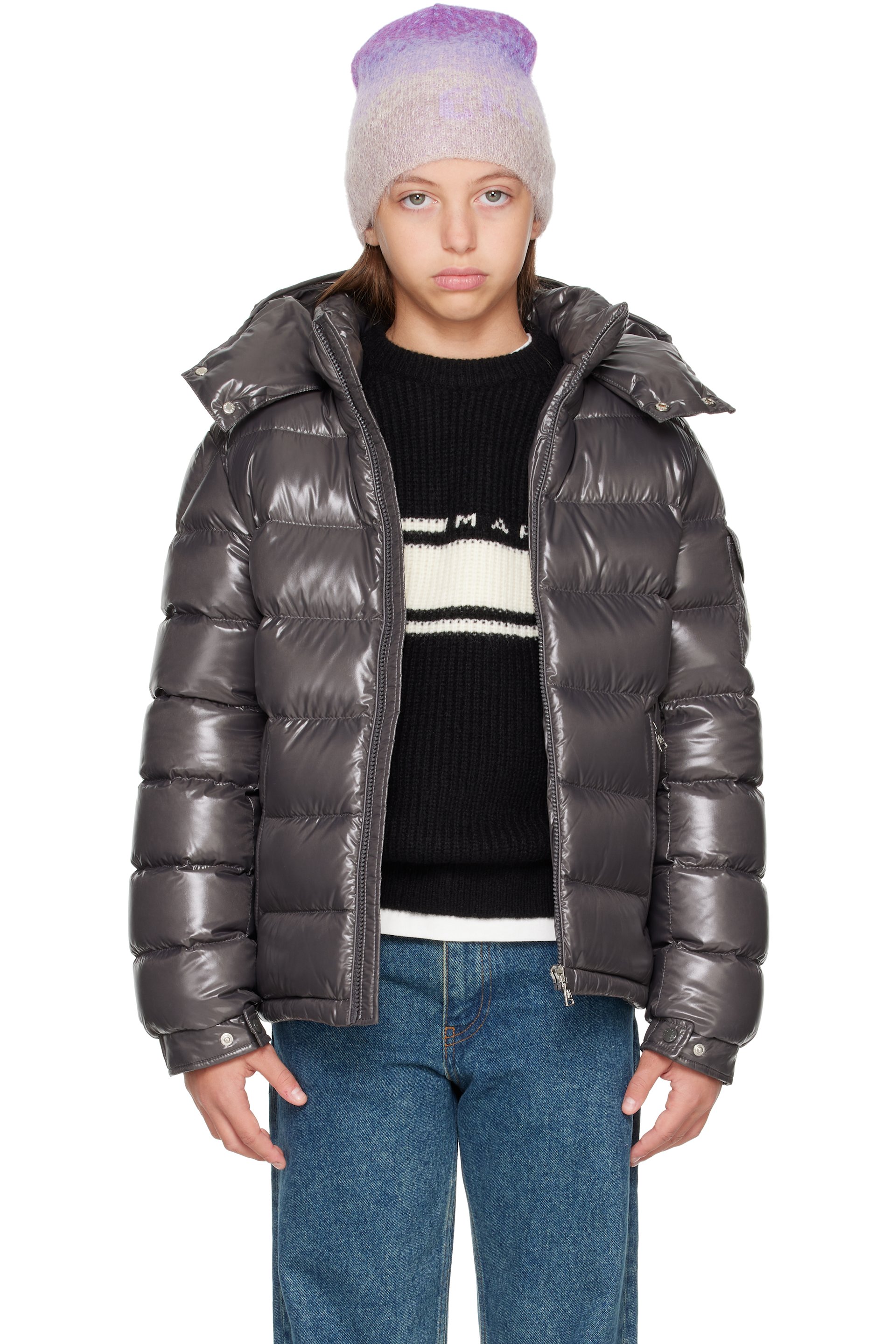 Moncler Enfant - 灰色 Maya Hooded 儿童羽绒夹克