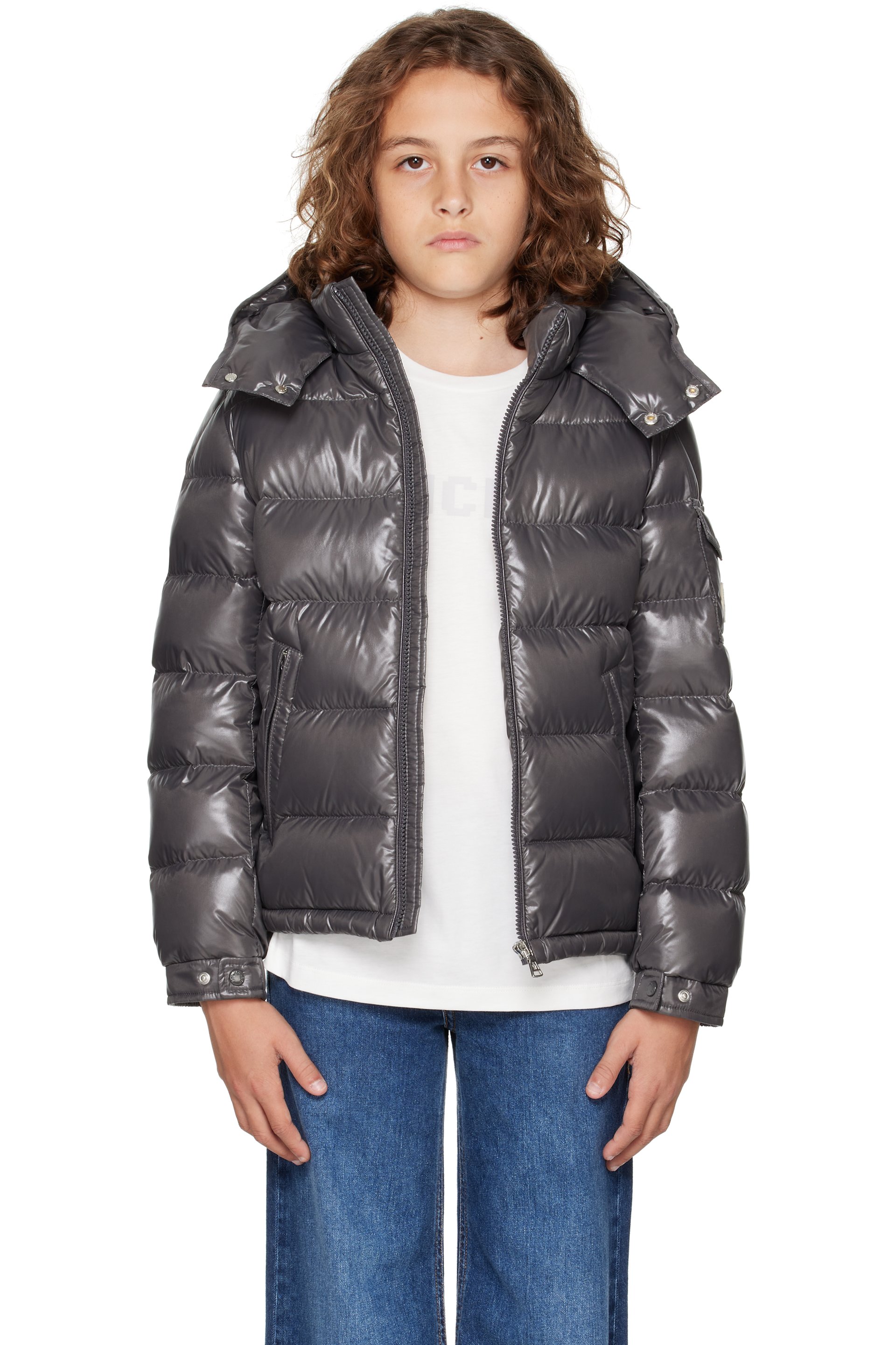 Moncler Enfant - 灰色 Maya Hooded 儿童羽绒夹克