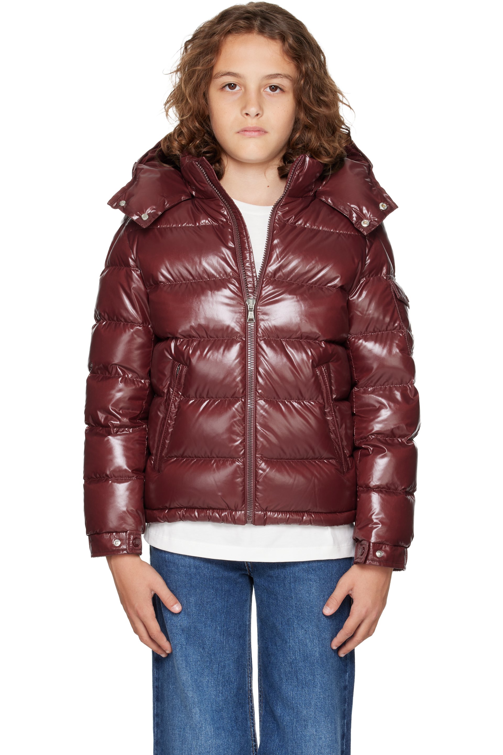 Moncler Enfant - 酒红色 Maya Hooded 儿童羽绒夹克