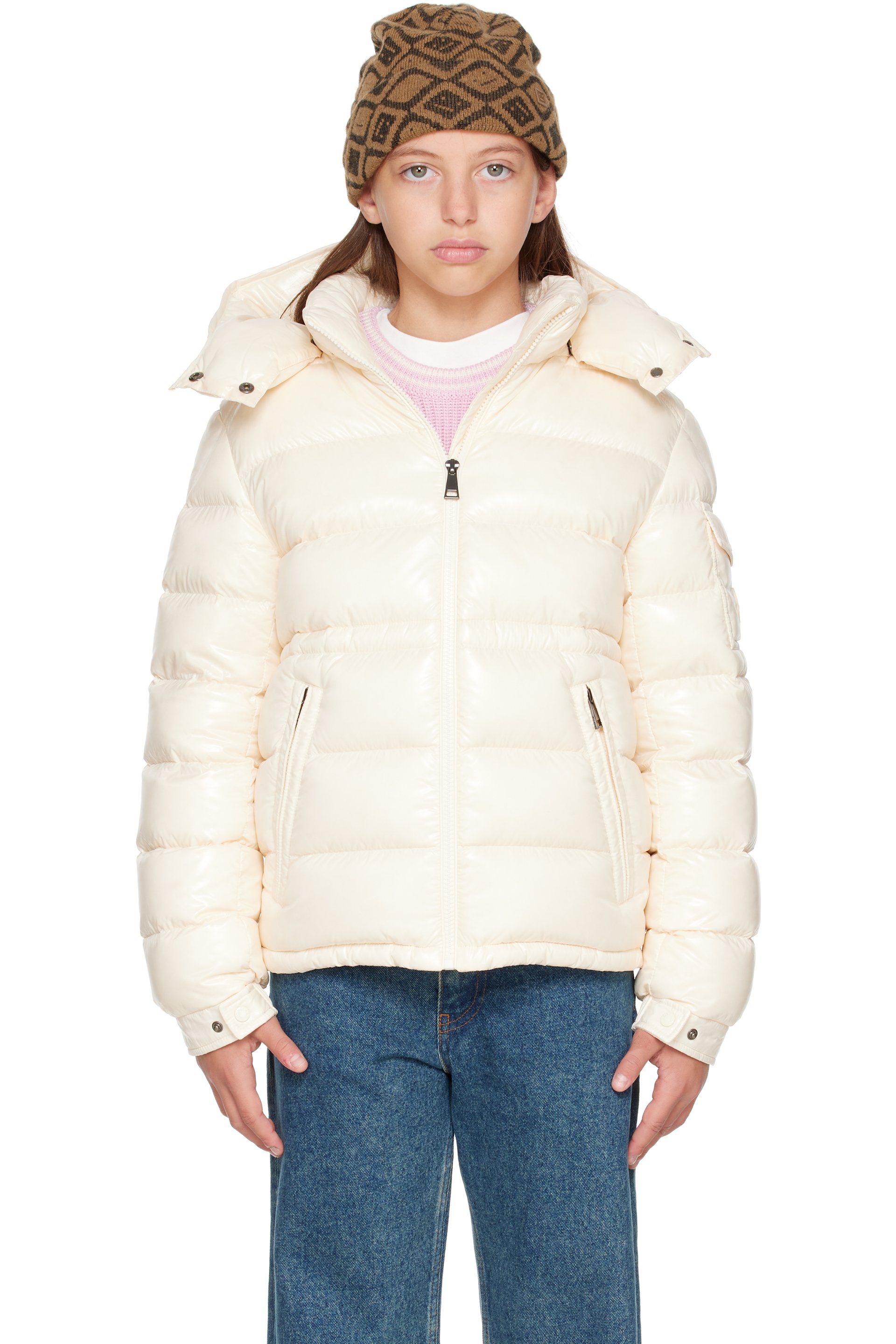 Moncler Enfant - 灰白色 Maire Hooded 儿童羽绒夹克
