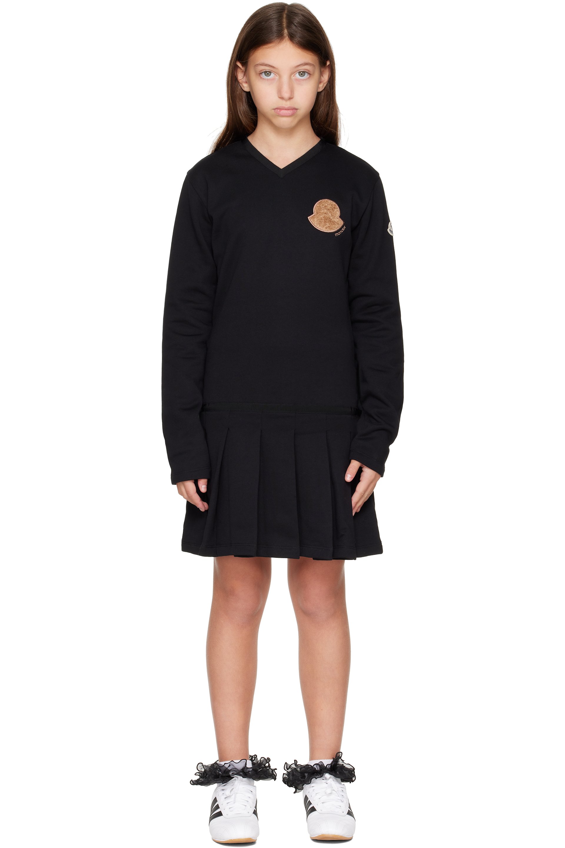 Moncler Enfant - 黑色 Pleated Skirt 儿童连衣裙