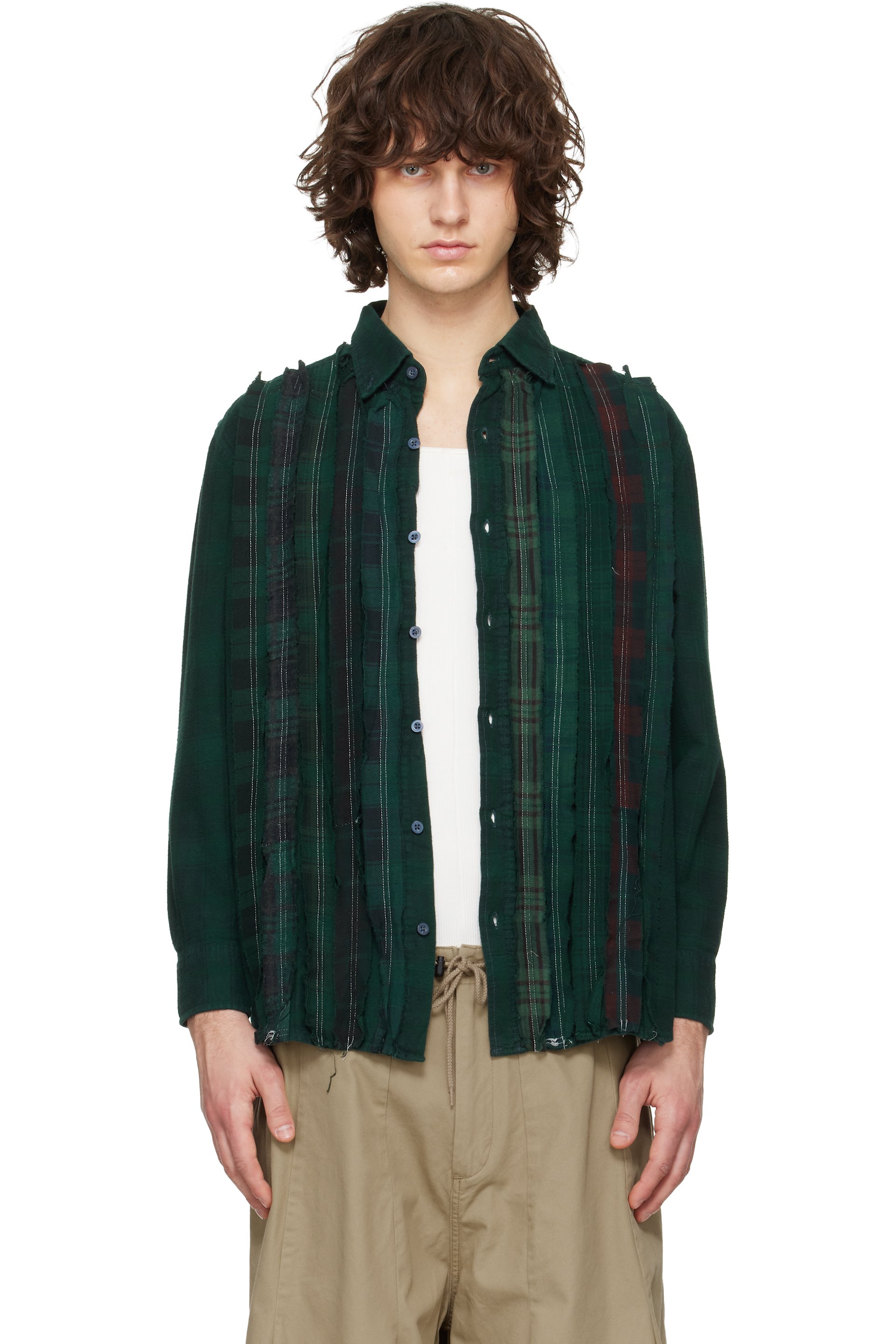 NEEDLES - Green Flannel Ribbon Shirt