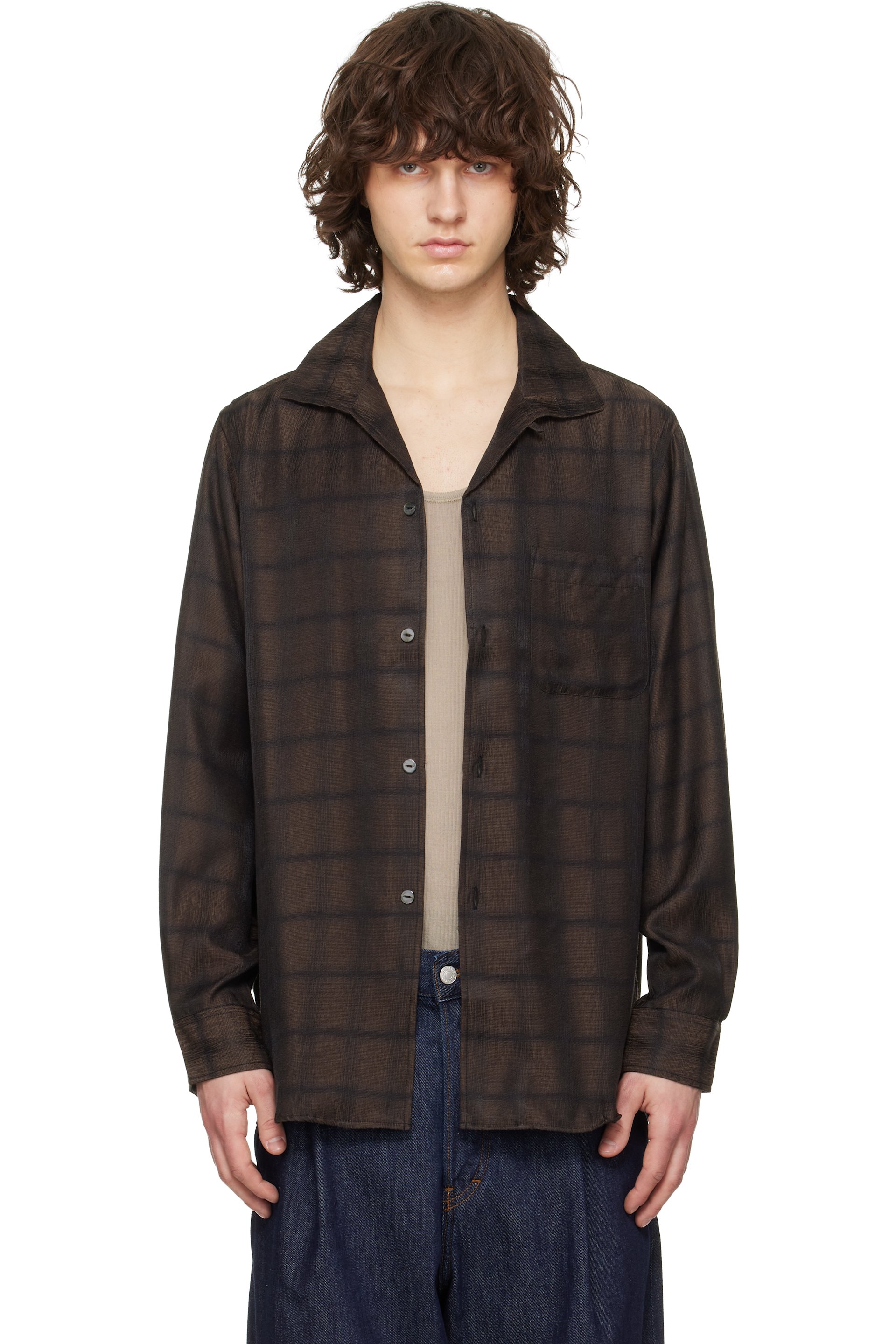 NEEDLES - Brown Italian Collar Shirt