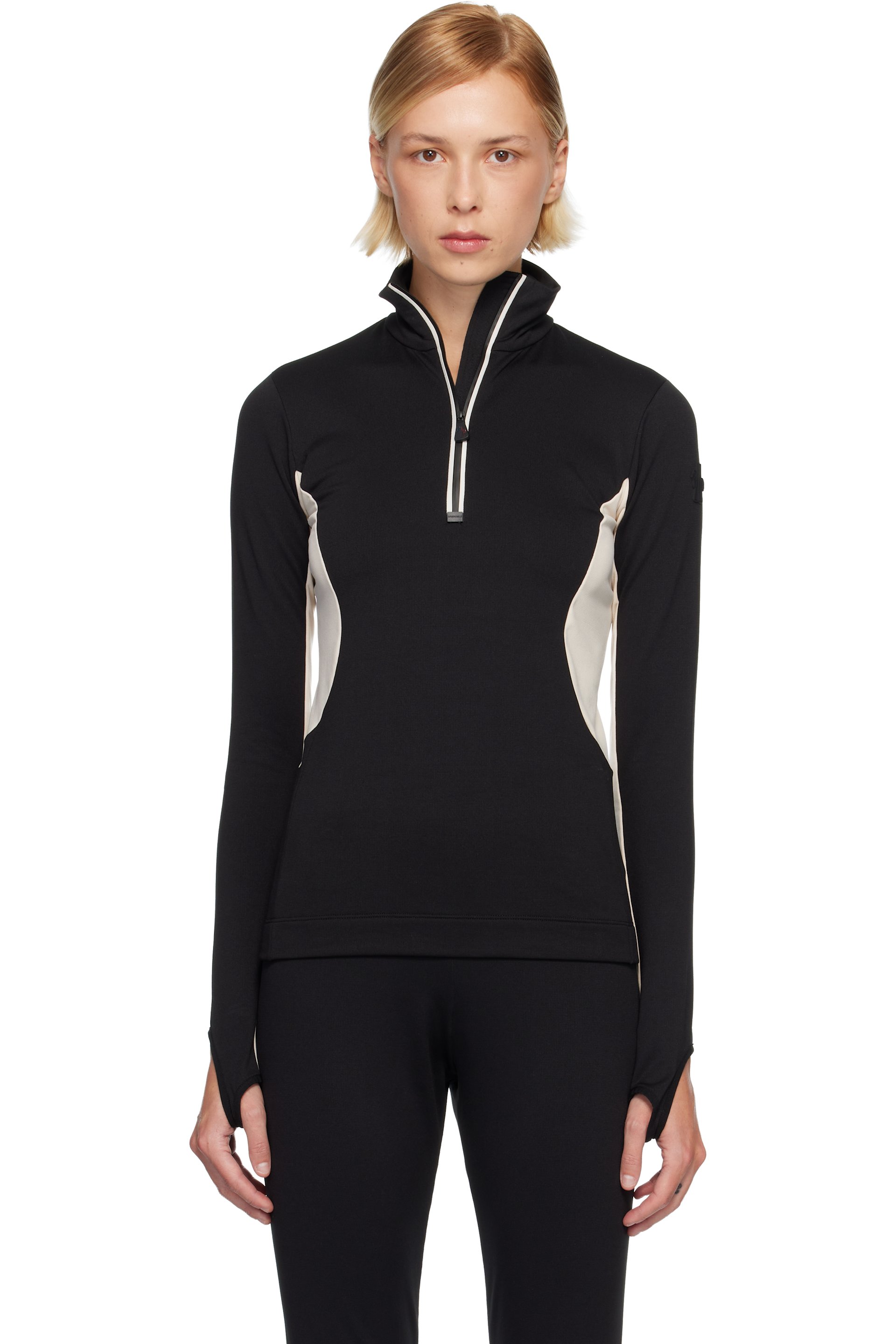 Moncler Grenoble - Blouson noir en molleton Polartec® à demi-glissière