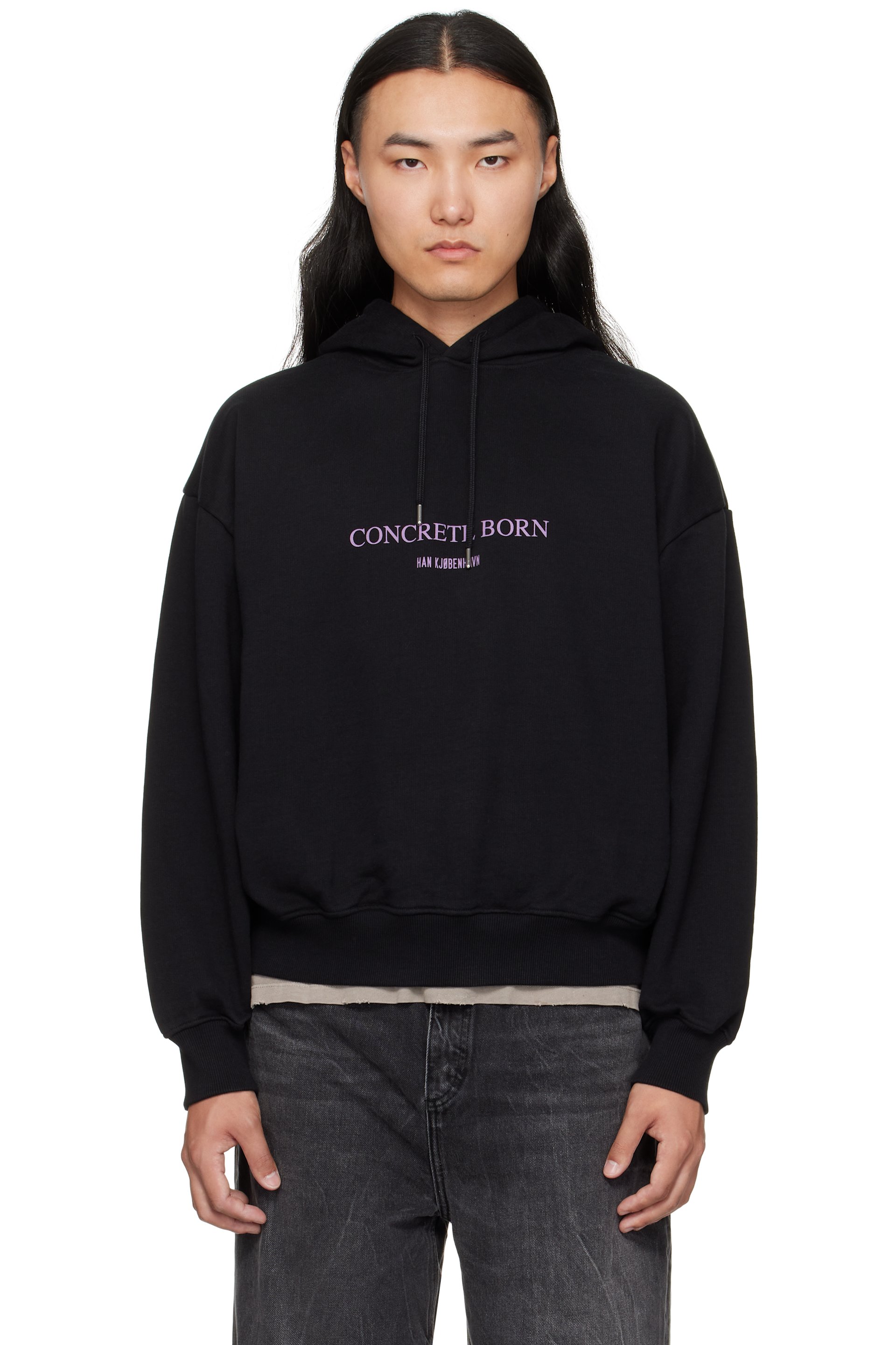 Han Kjøbenhavn - Pull à capuche surdimensionné noir à logo