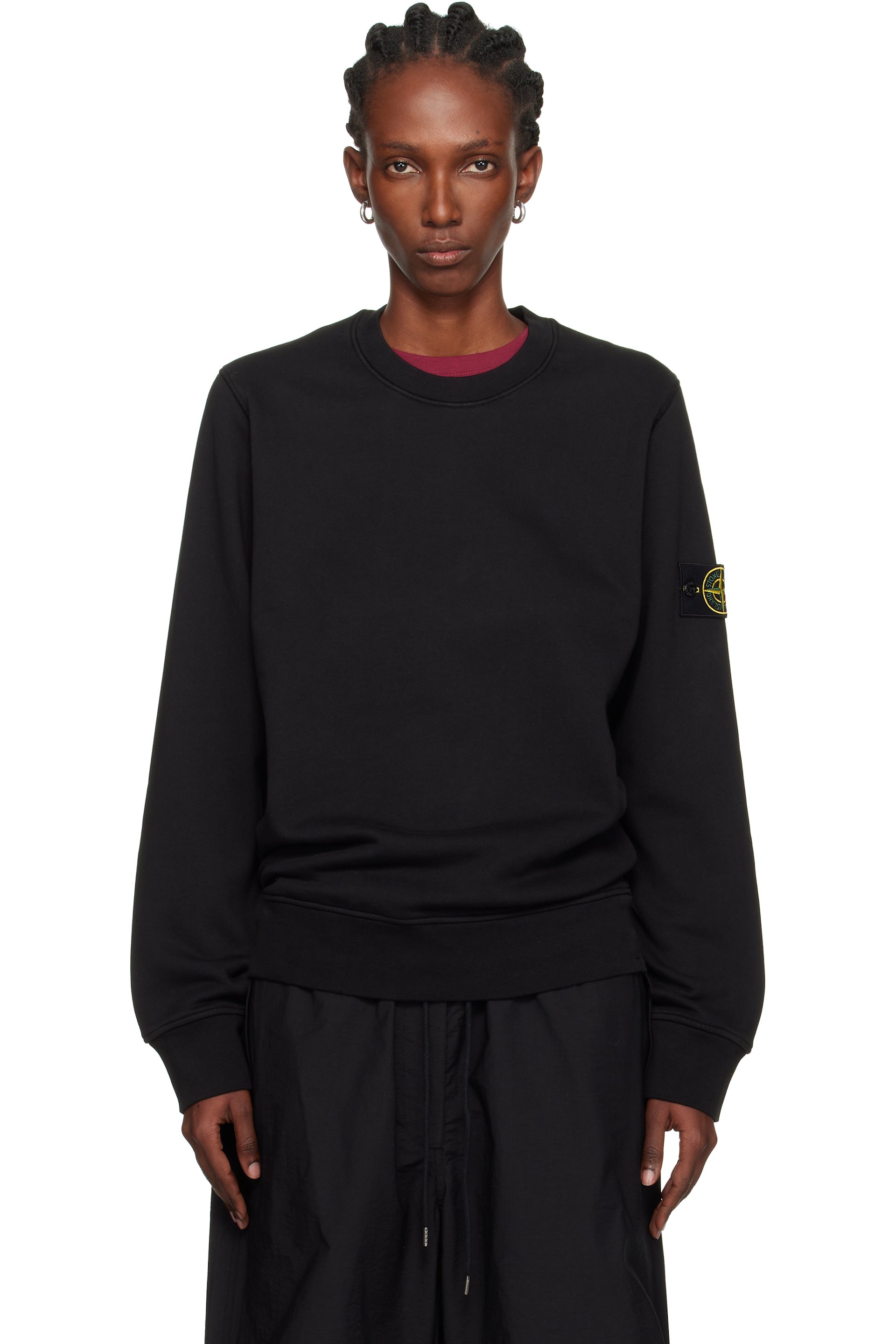 Stone Island - Pull molletonné 6100060 noir en coton bio