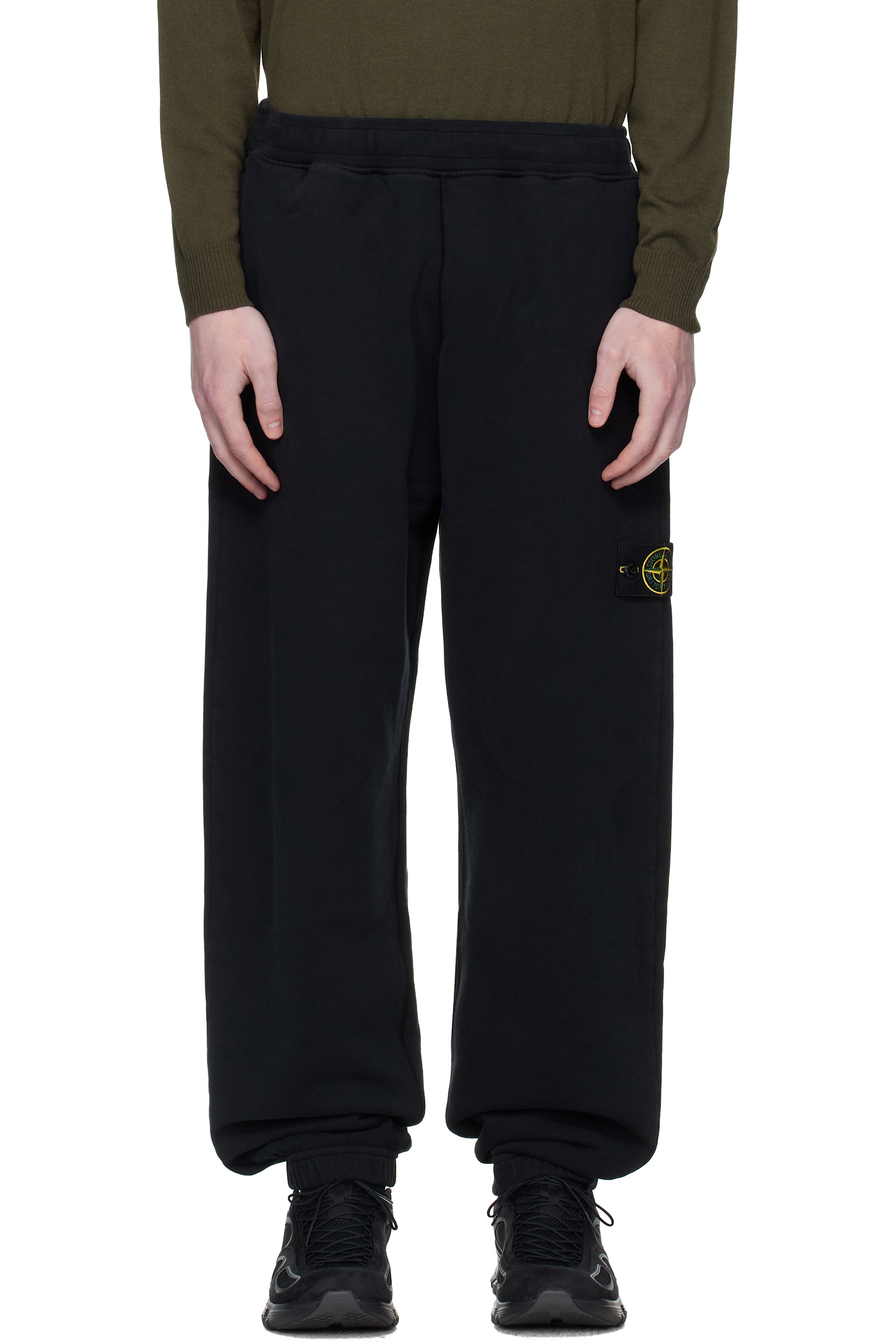 Stone Island - Pantalon de survêtement 6200004 noir en molleton brossé de coton bio