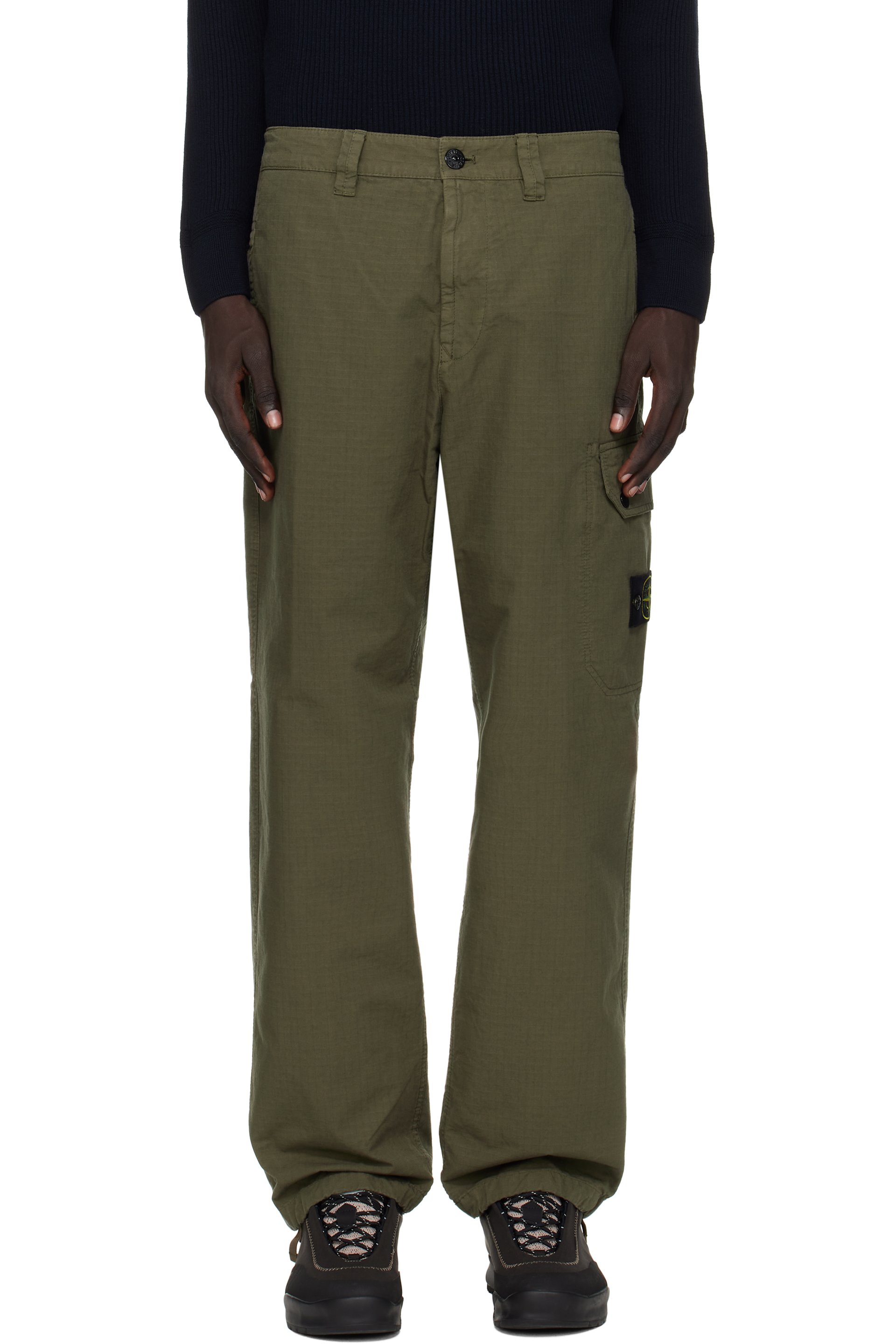 Stone Island - Green 3100011 Organic Cotton Ripstop Cargo Pants