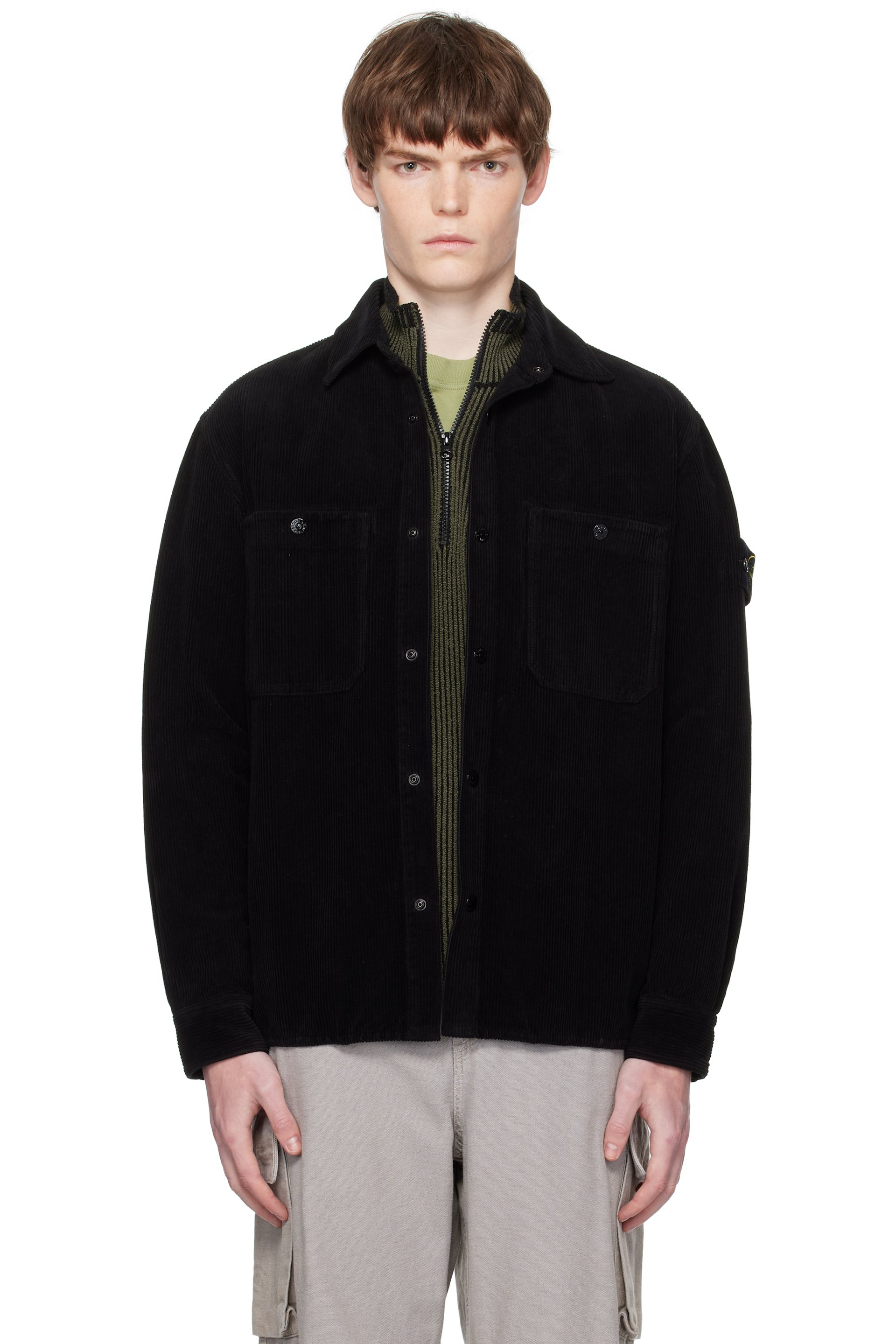Stone Island - Black 1200012 Organic Cotton Corduroy 800 Shirt