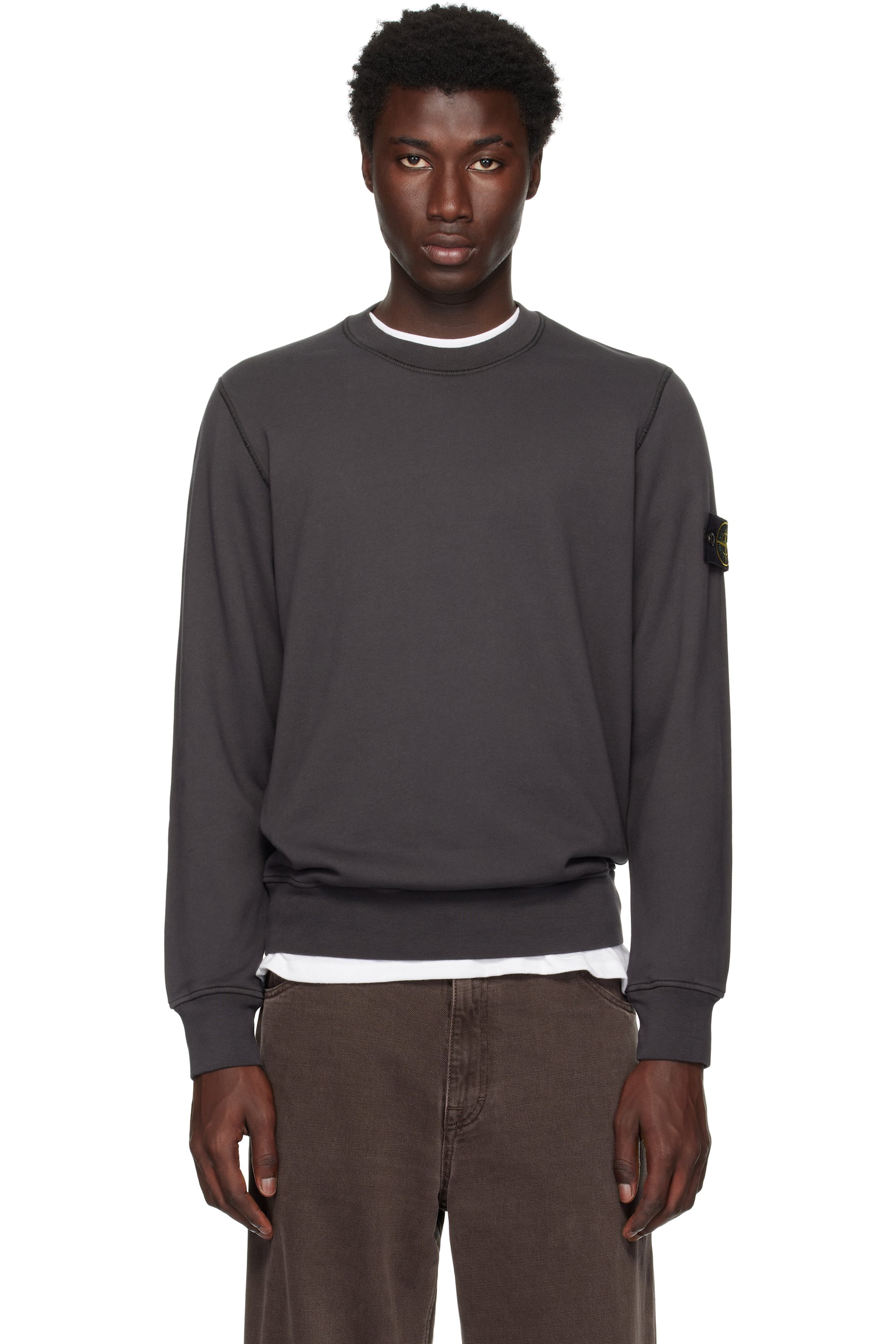 Stone Island - Pull molletonné 6100044 gris en coton bio