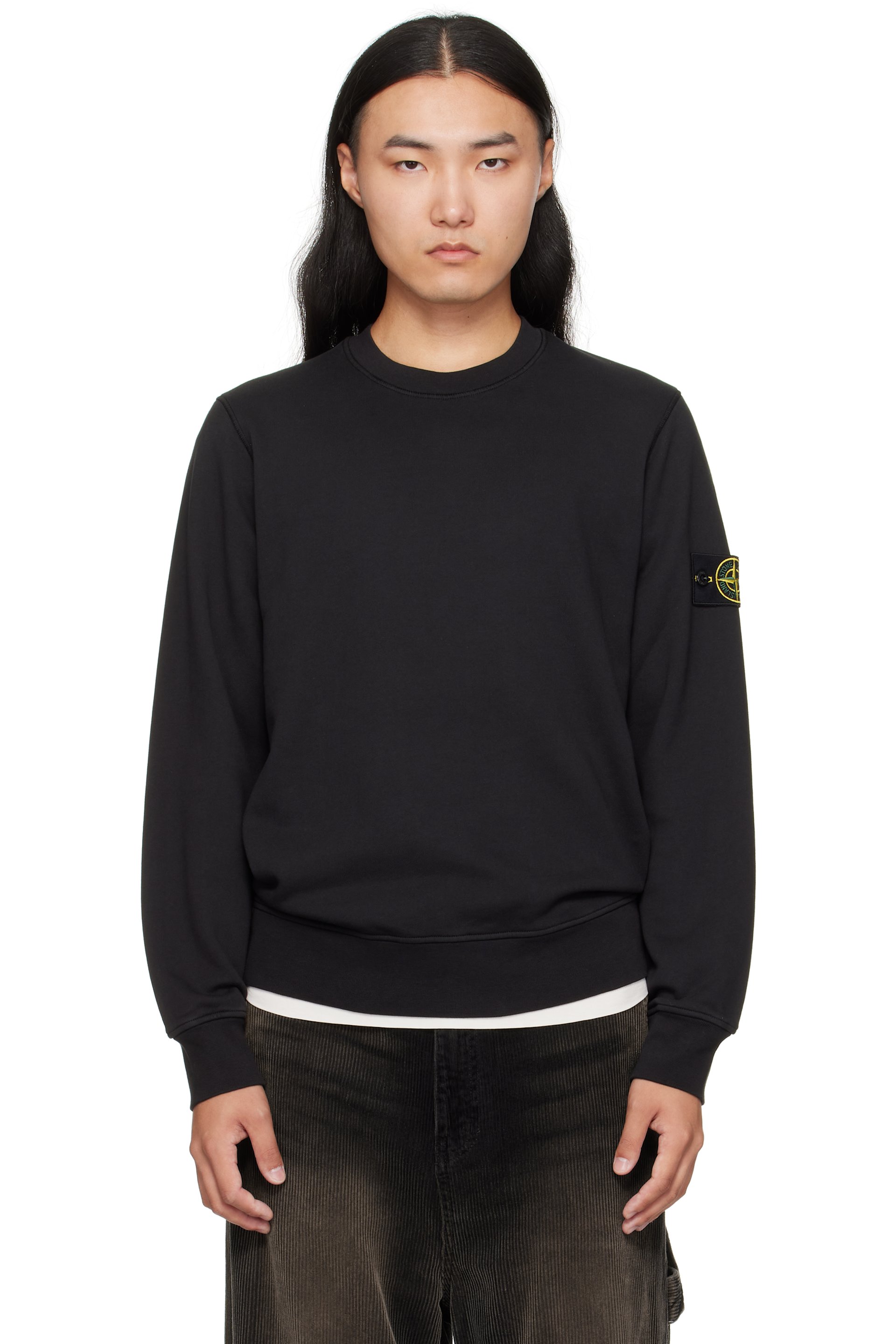 Stone Island - Pull molletonné 6100060 noir en coton bio