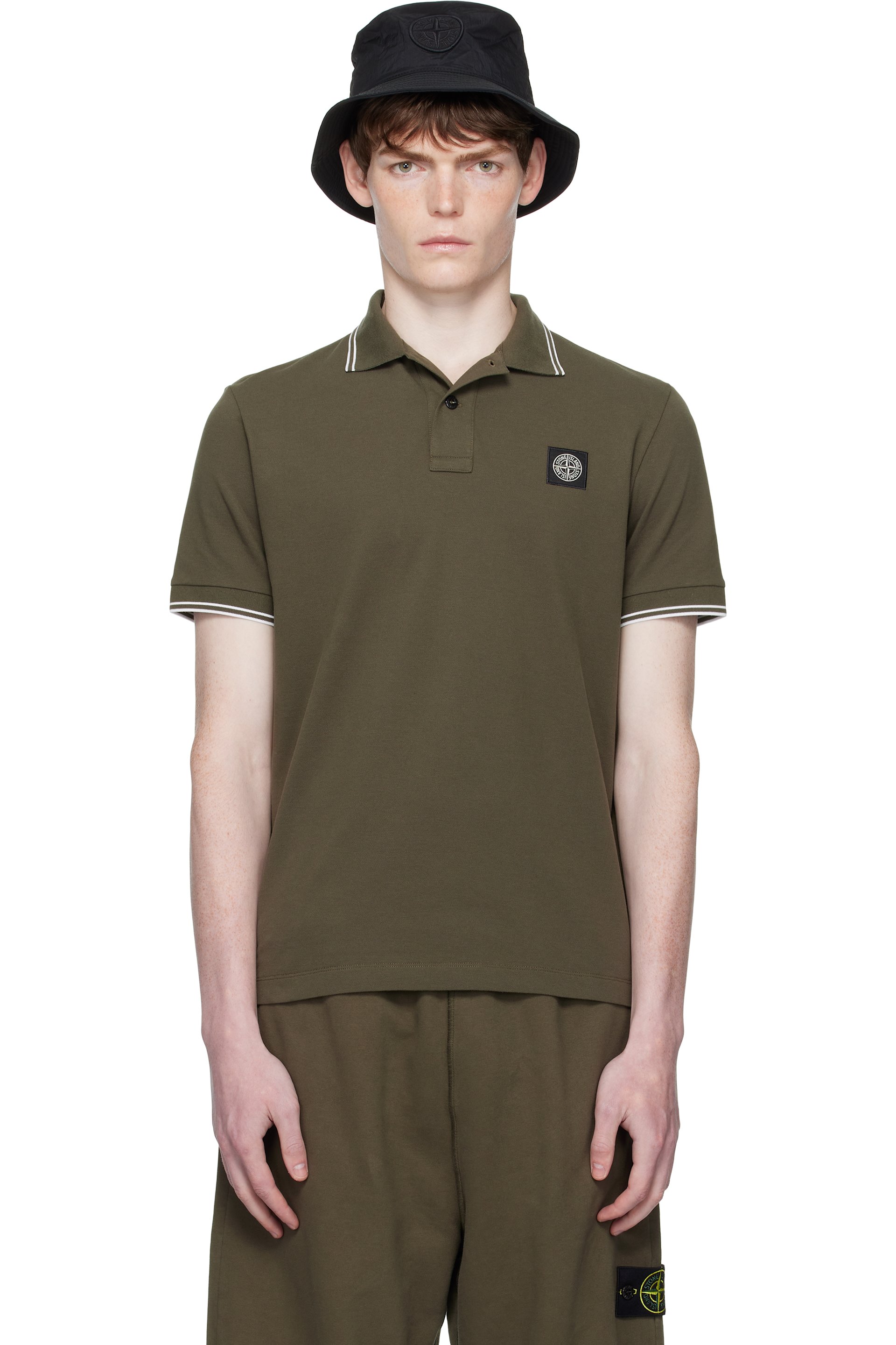 Stone Island - Khaki 2200007 Organic Cotton Piqué Polo