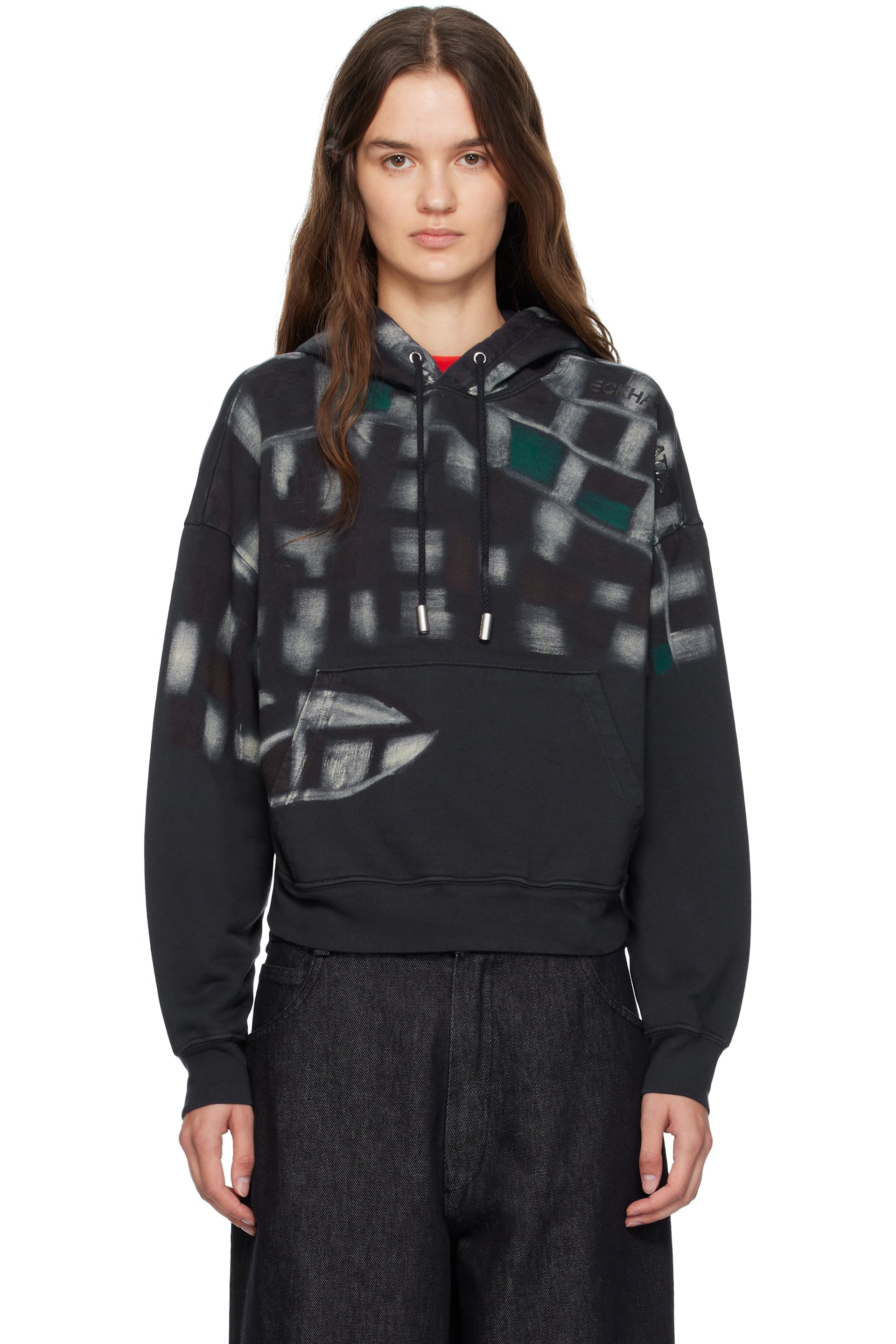 Eckhaus Latta - Pull à capuche teint en plongée bleu marine