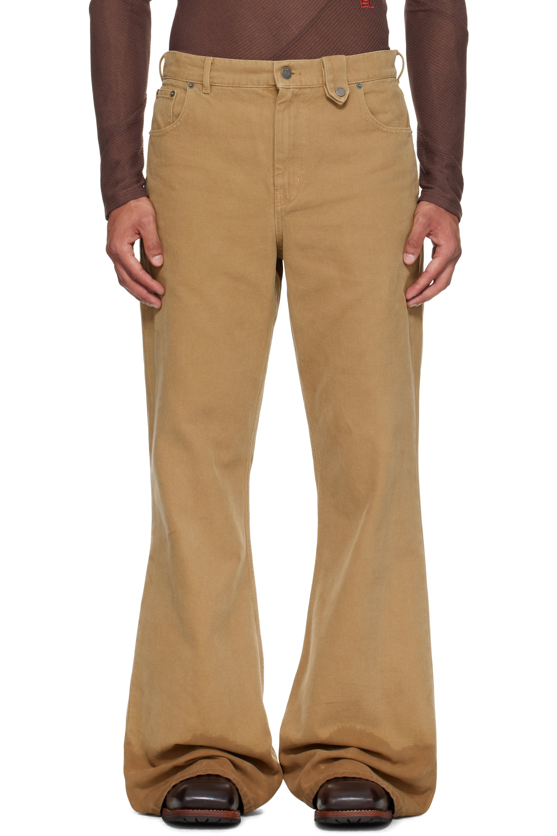 EGONlab: Beige Samy Wide Leg Jeans | SSENSE
