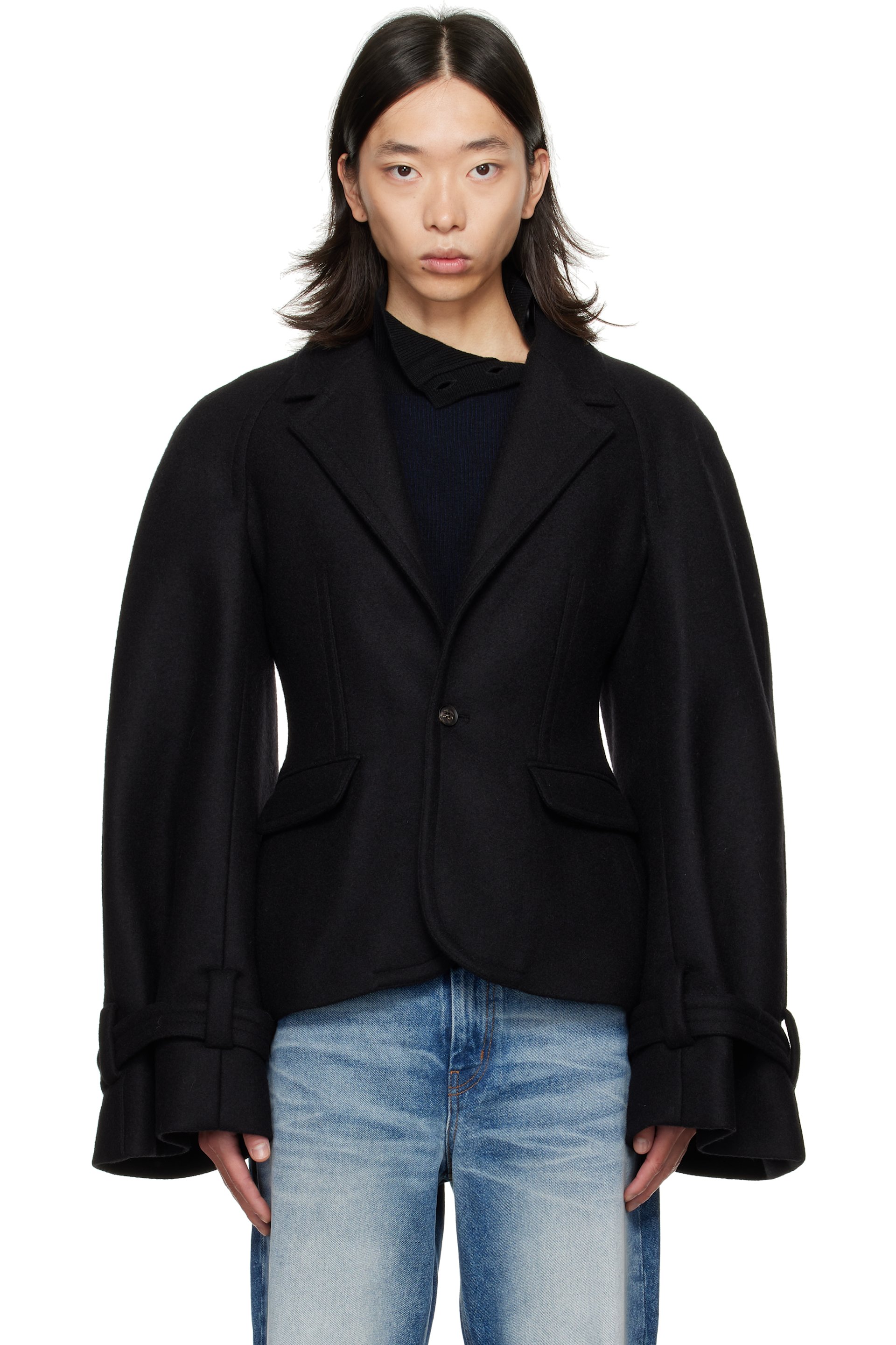 EGONlab - Veston façon complet noir à manches raglan