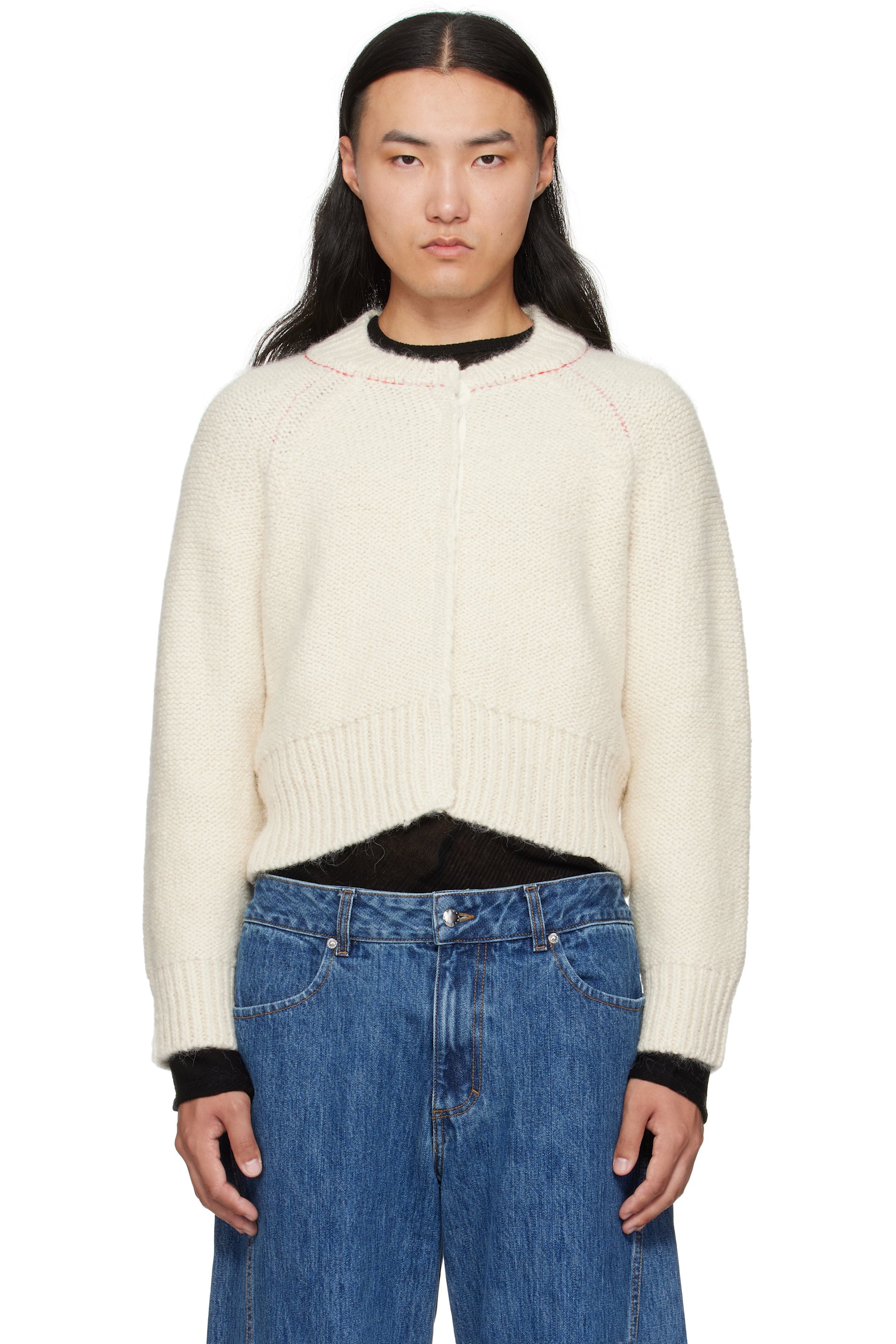 Eckhaus Latta - Off-White Fisherman's Cardigan