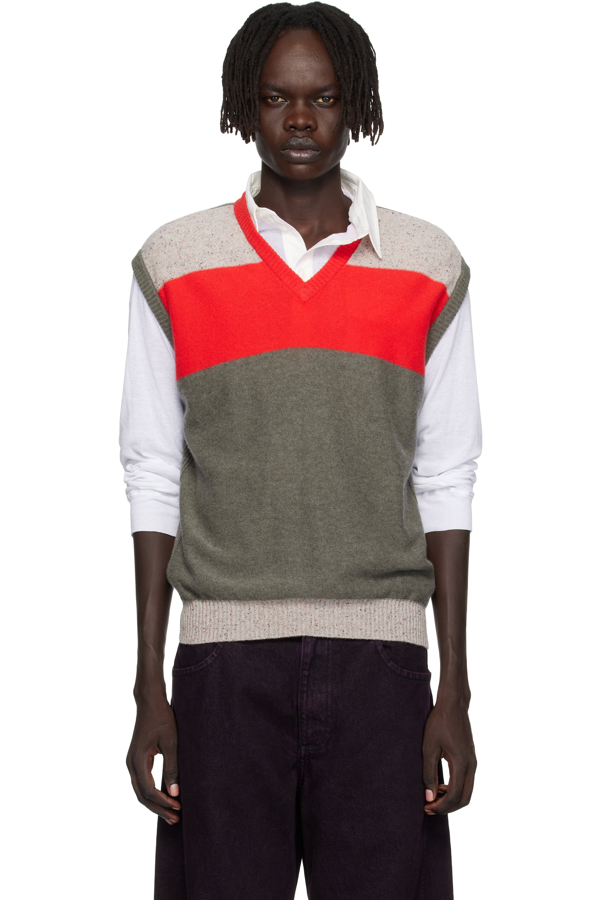 Eckhaus Latta - Taupe & Red Racer Vest