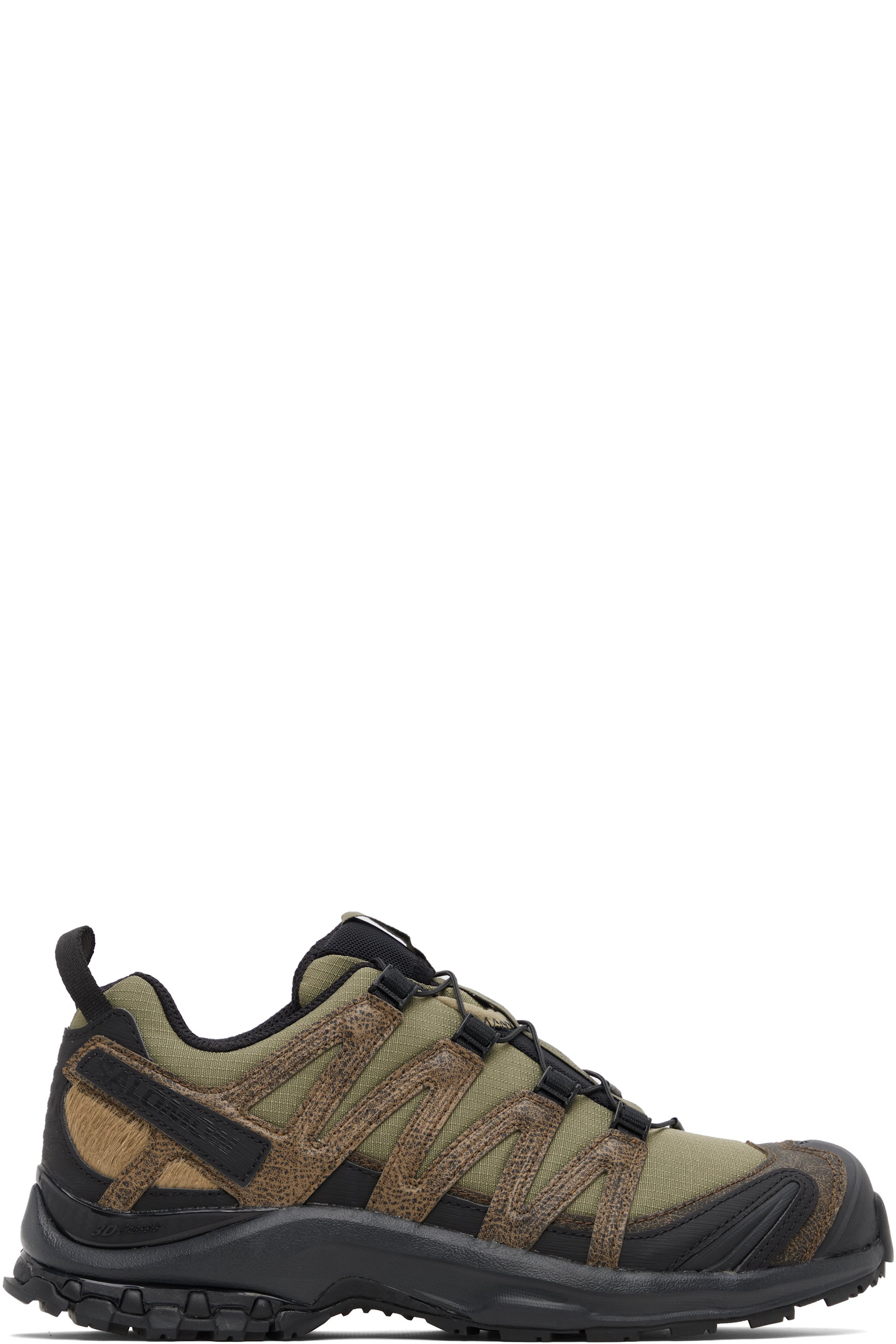 Salomon - Khaki XA Pro 3D Distressed Leather Sneakers