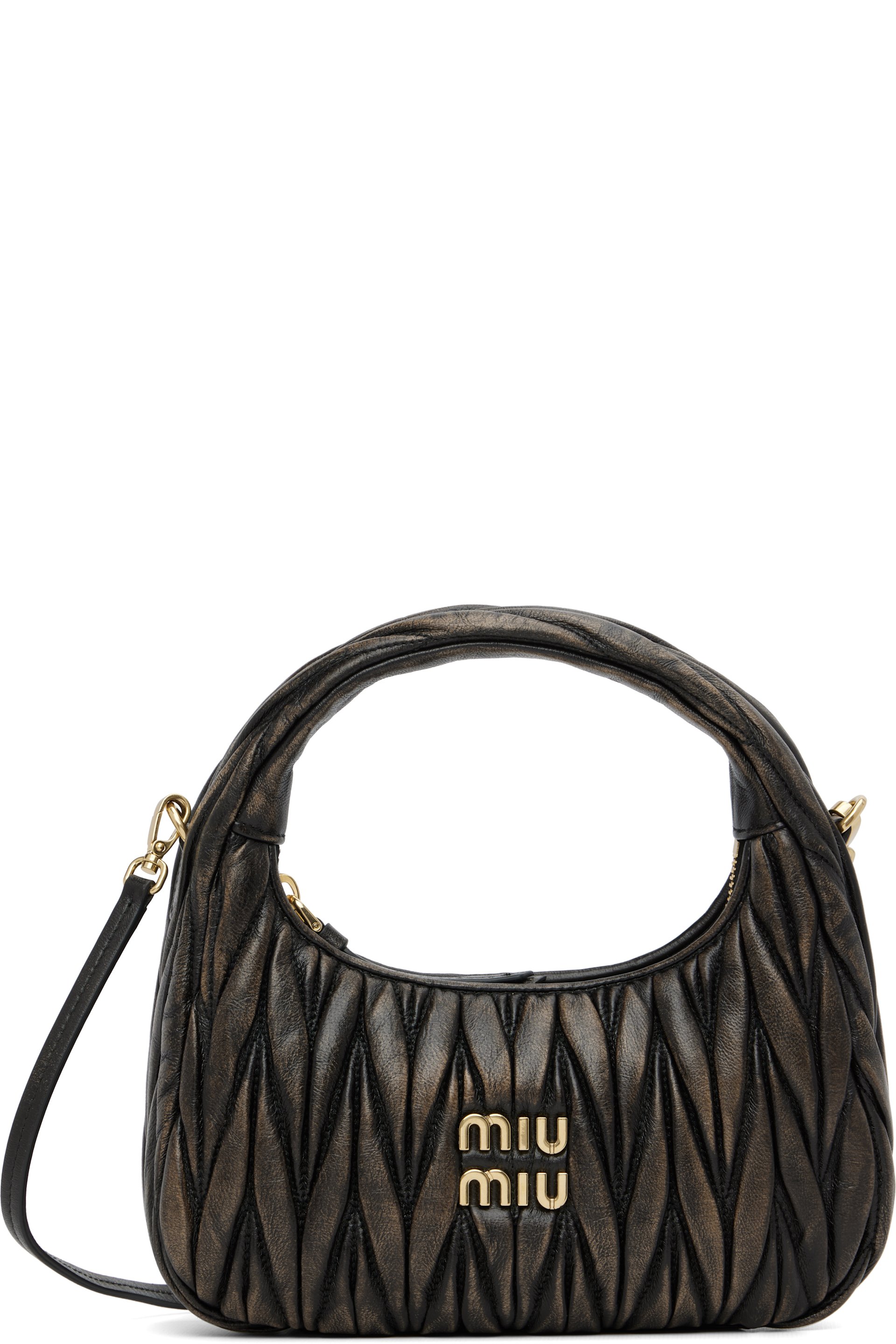 Miu Miu - Sac Wander brun en matelassé de cuir nappa