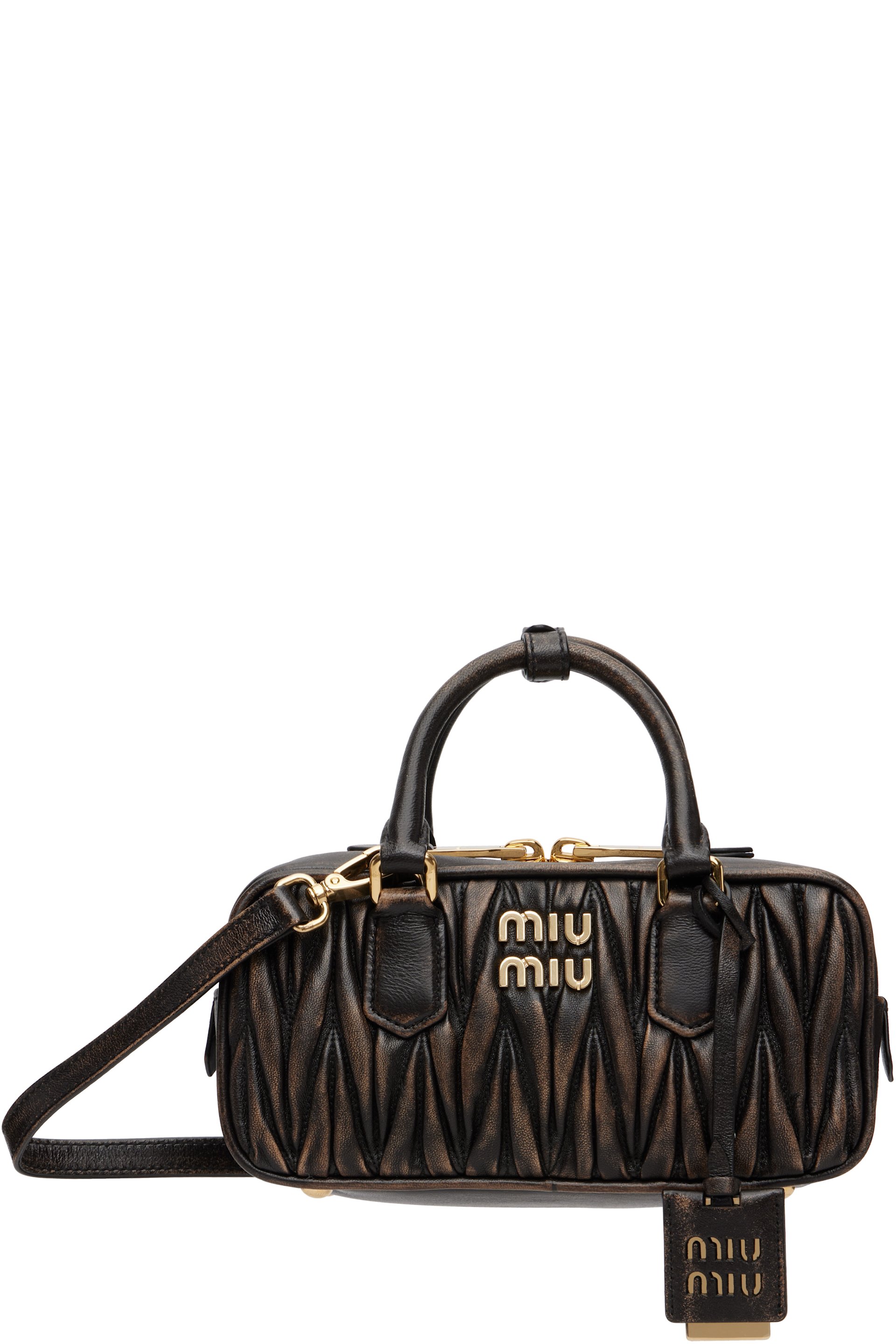 Miu Miu - Sac matelassé Arcadie brun en cuir nappa