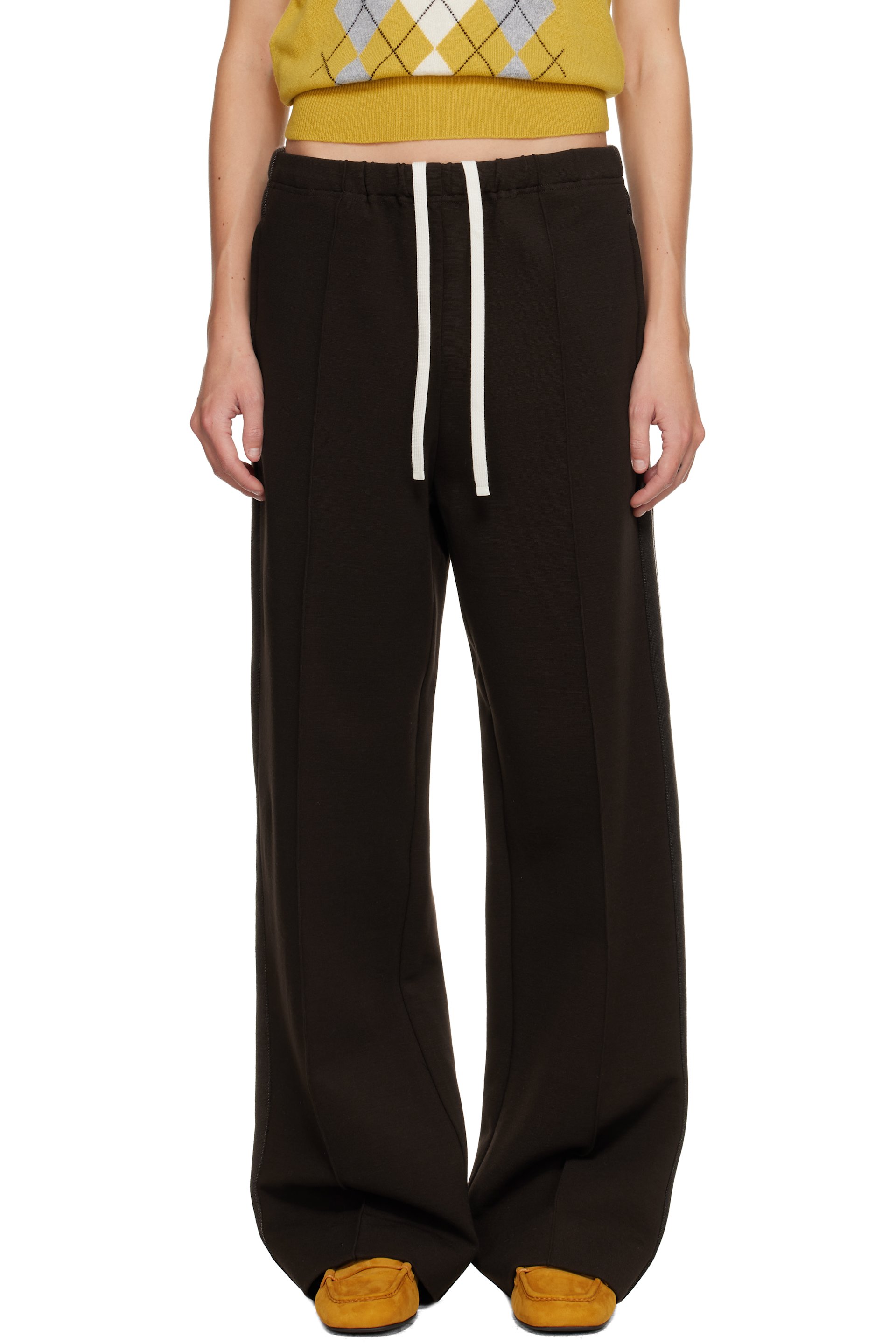 Miu Miu - Pantalon de survêtement brun en jersey