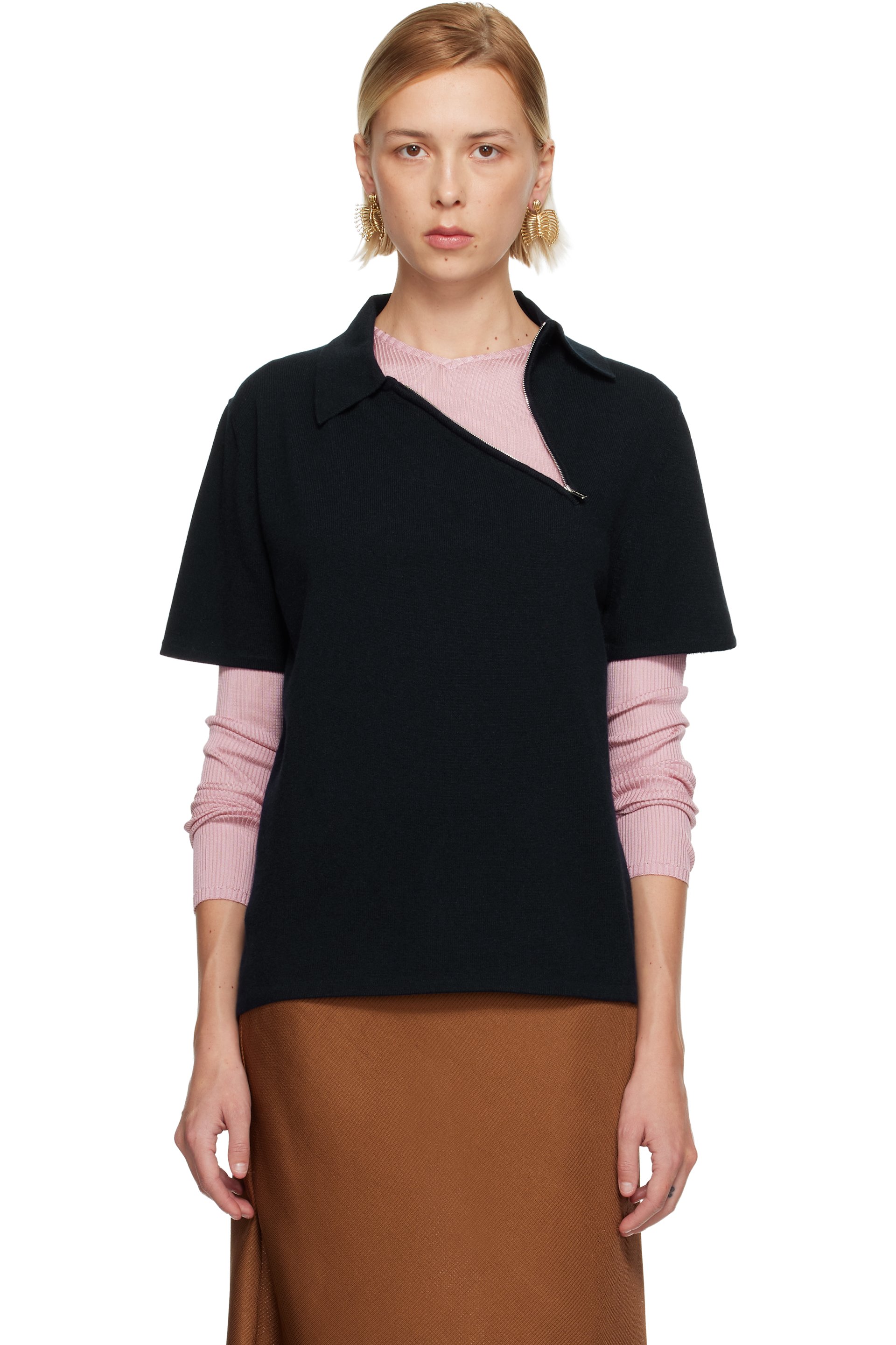 Miu Miu - Polo bleu marine en cachemire