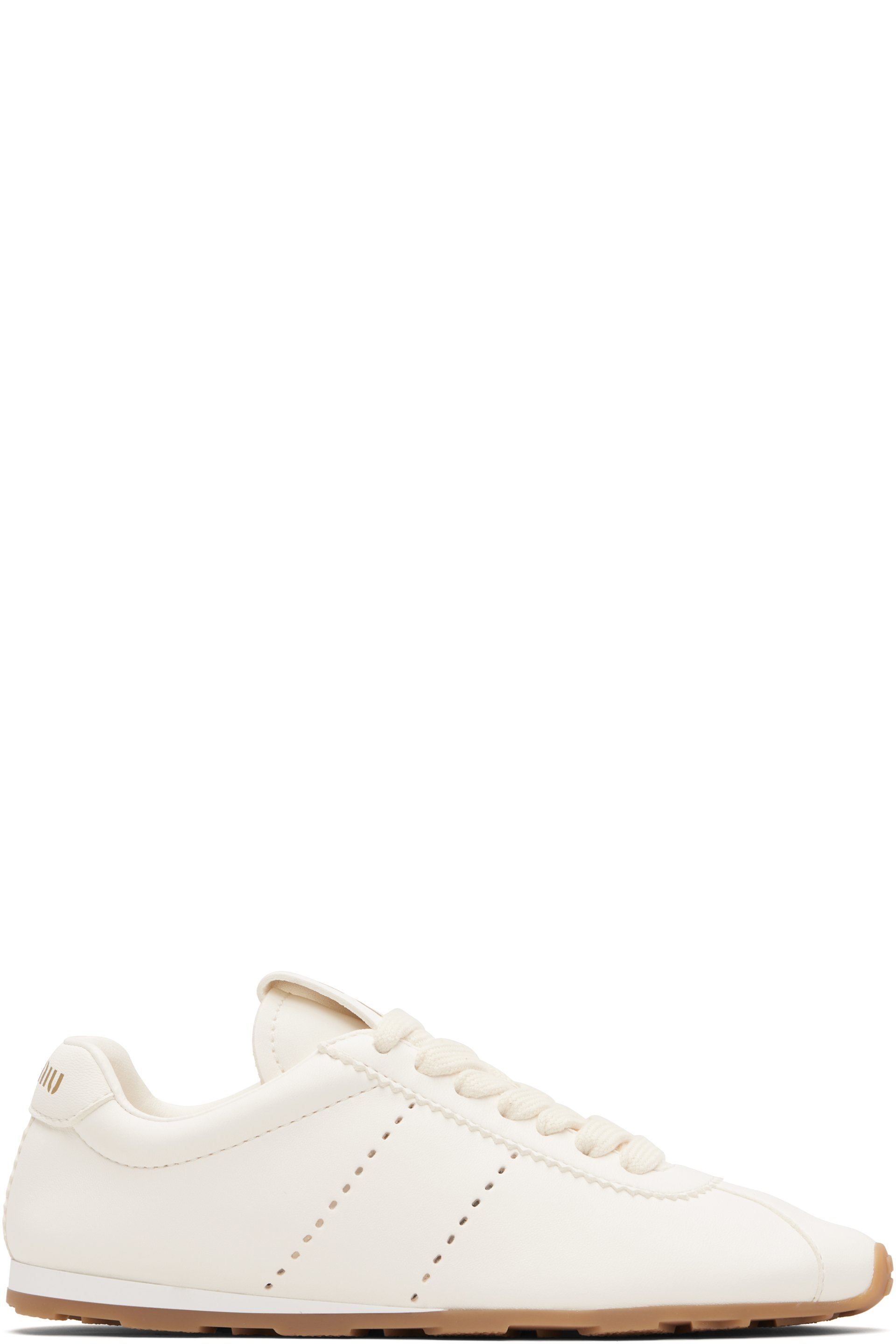 Miu Miu - Baskets Plume blanc cassé en cuir nappa