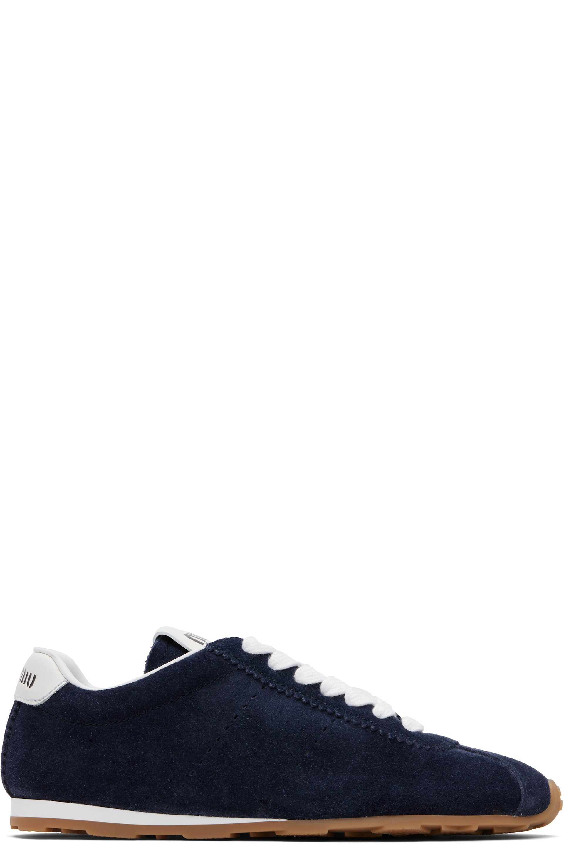 Miu Miu - Baskets Plume bleu marine en suède