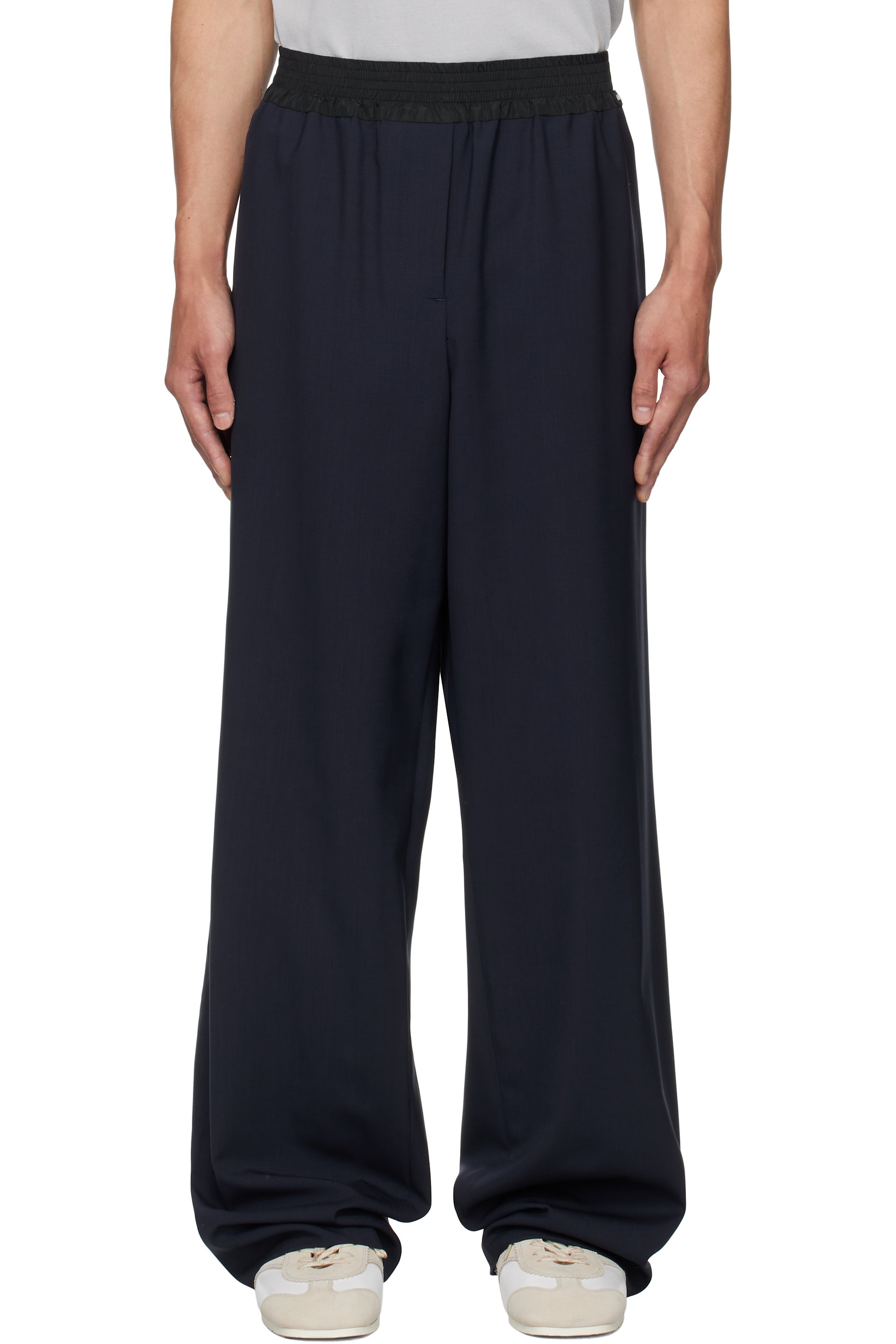 Miu Miu - Pantalon bleu marine en laine