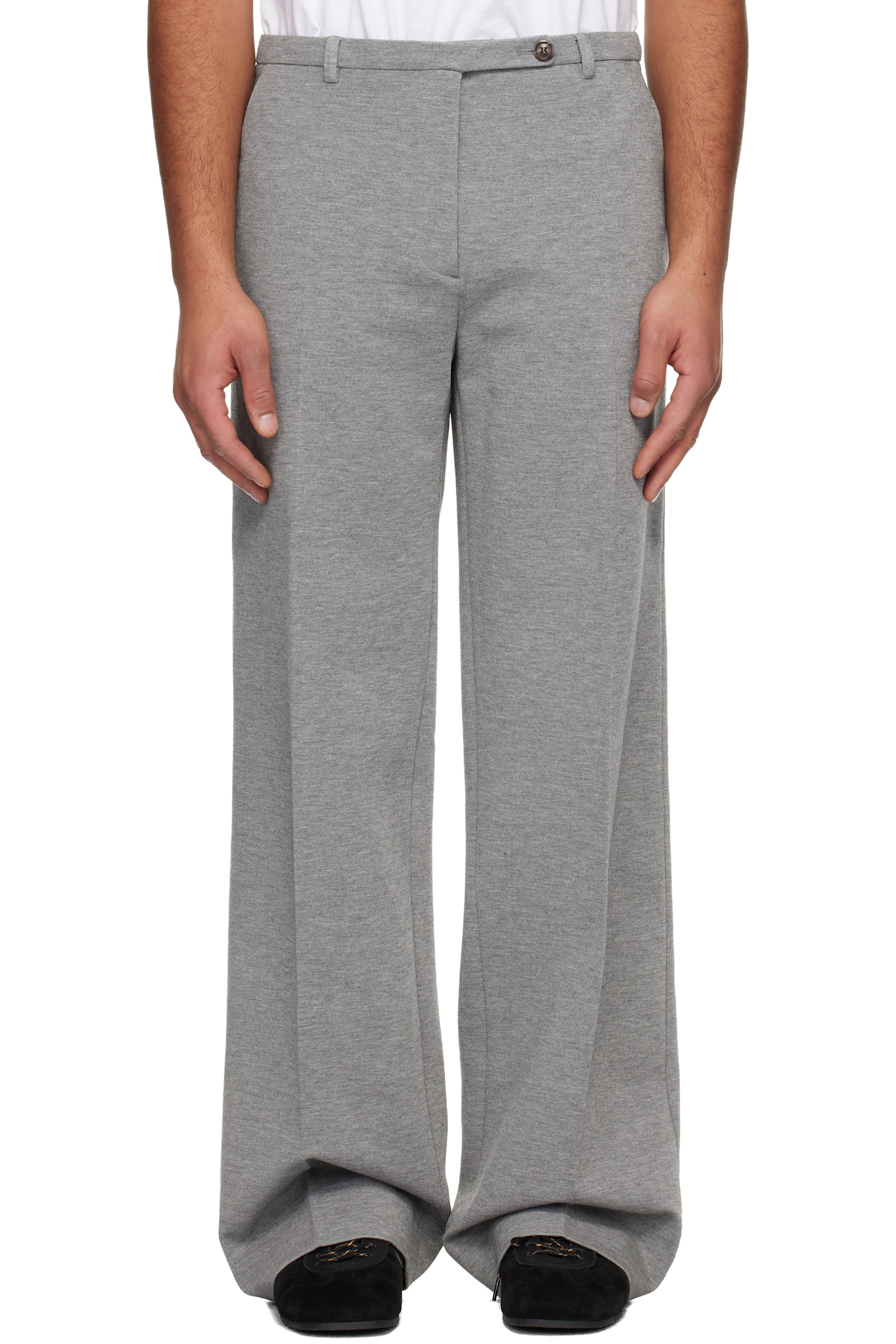 Miu Miu - Pantalon gris en jersey à coutures pincées
